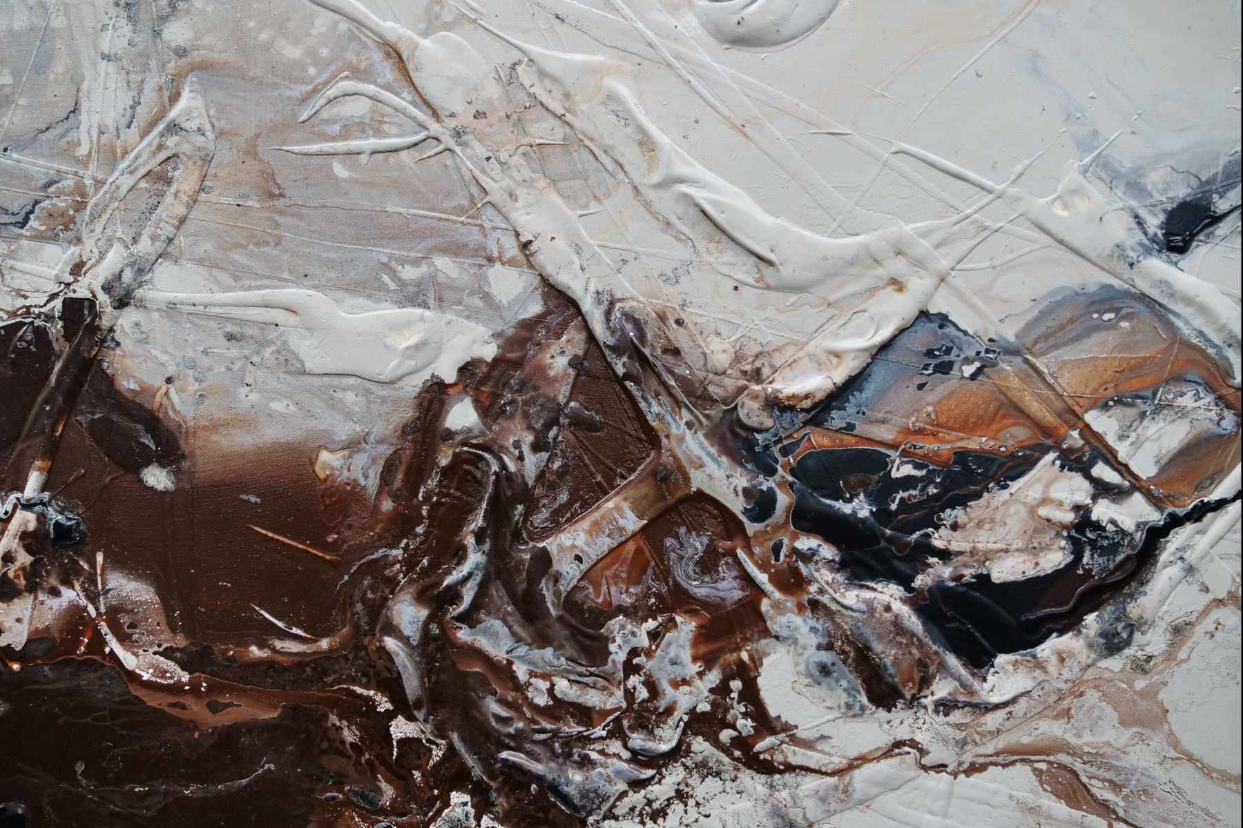 190cm x 100cm Brown Malt Textured Abstract Canvas Wall Art - Modern Home Decor for Living Room, Bedroom & Office