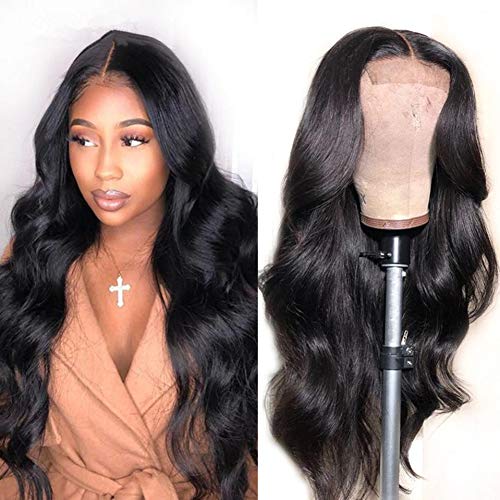 Brazilian Virgin Human Hair 4x4 Lace Closure Wig - 18 Inch Body Wave Pre Plucked Glueless Wig for Black Women | 180% Density Natural Hairline | Perfect for Daily Wear, Parties & Special Occasions