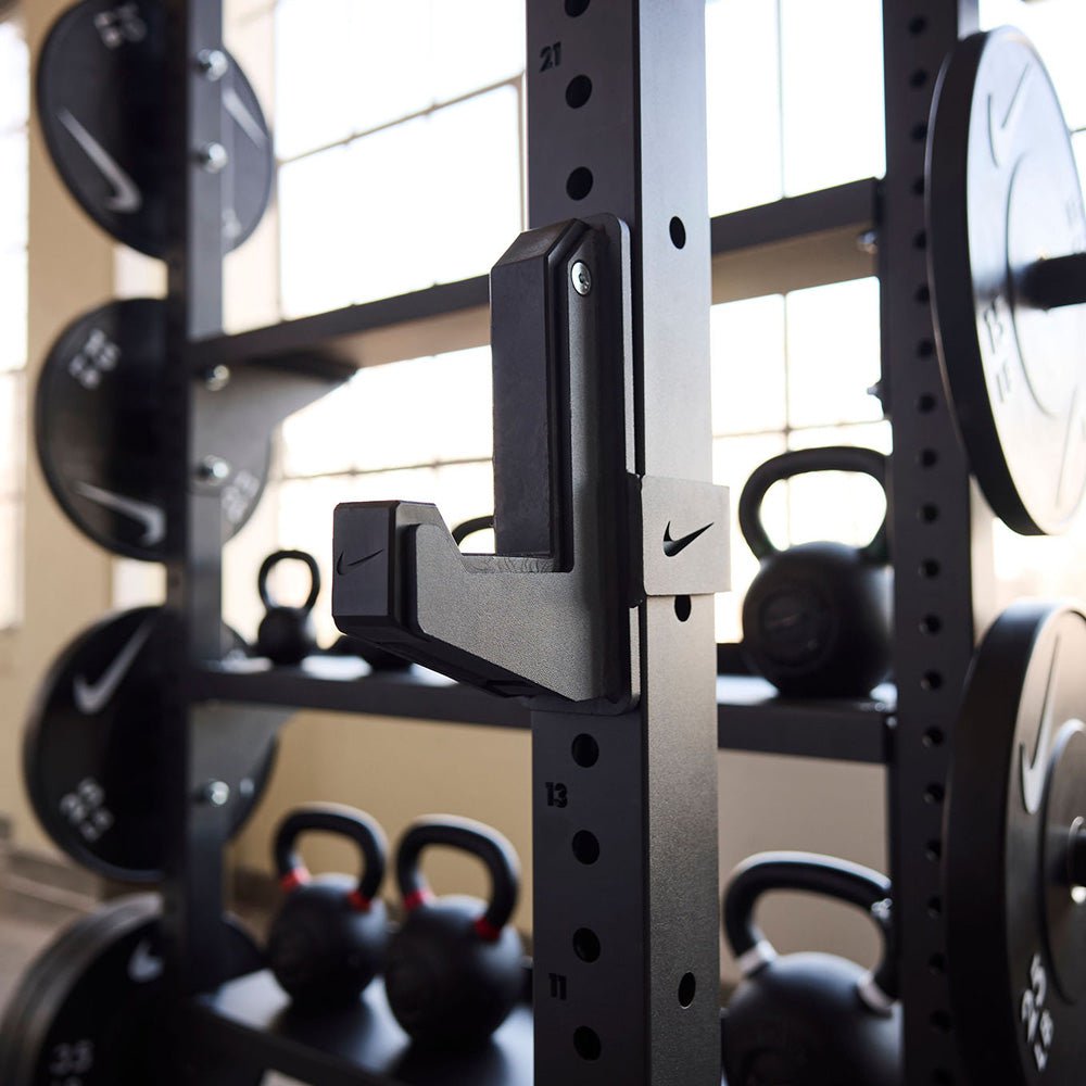 Nike Premium J Hooks - Heavy Duty Weightlifting Barbell Supports for Power Racks & Squat Stands - Perfect for Home Gym & CrossFit Training