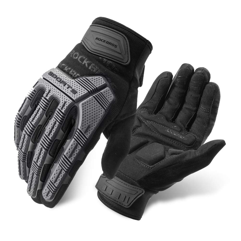ROCKBROS Motorcycle & Mountain Bike Gloves - Full Finger Touchscreen Outdoor Gloves for Men - Riding, Cycling & Adventure Sports Protection