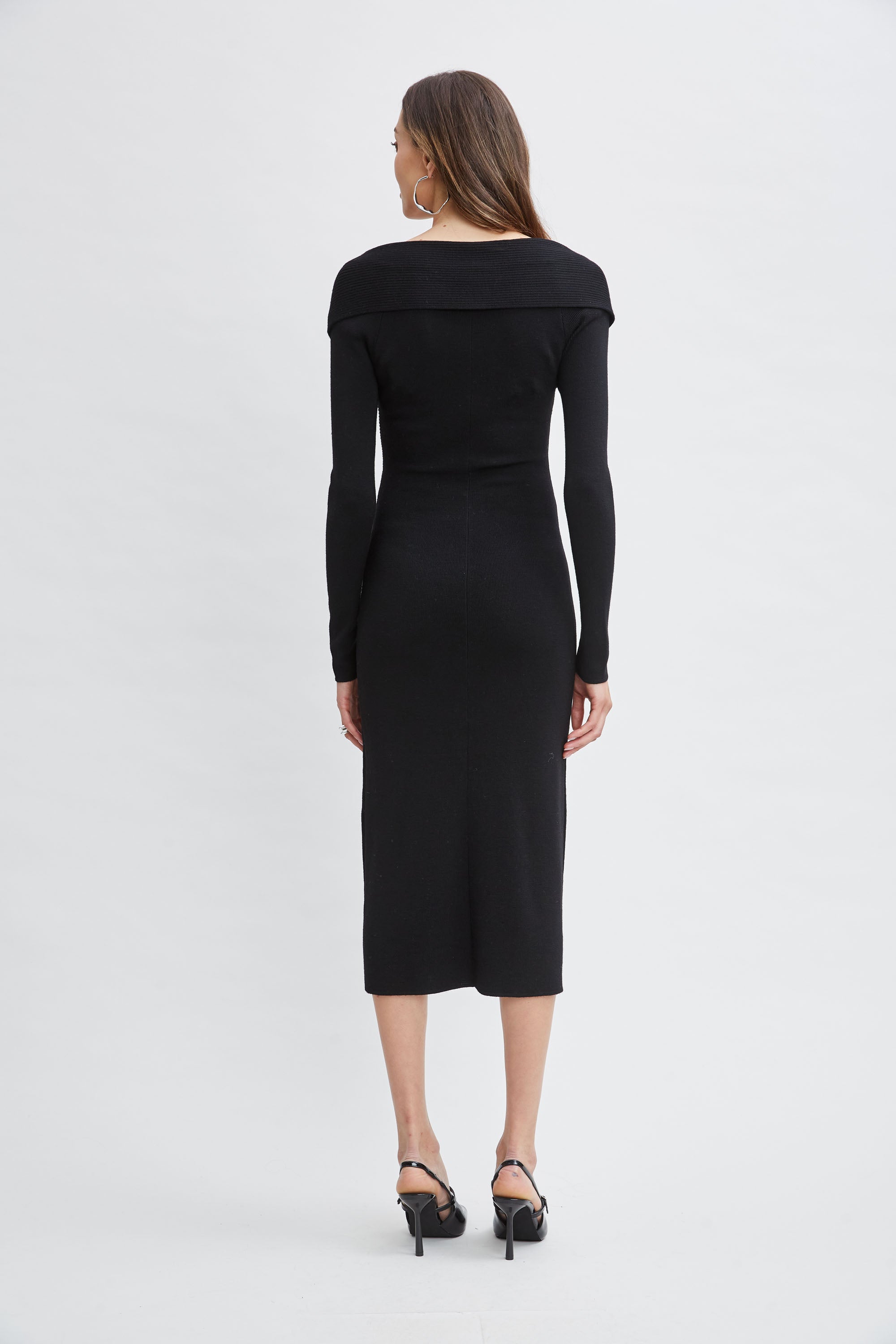 Off Shoulder Wool Sweater Dress for Women - Cozy Winter Knit Dress with Long Sleeves - Perfect for Christmas Party, Date Night & Office Wear
