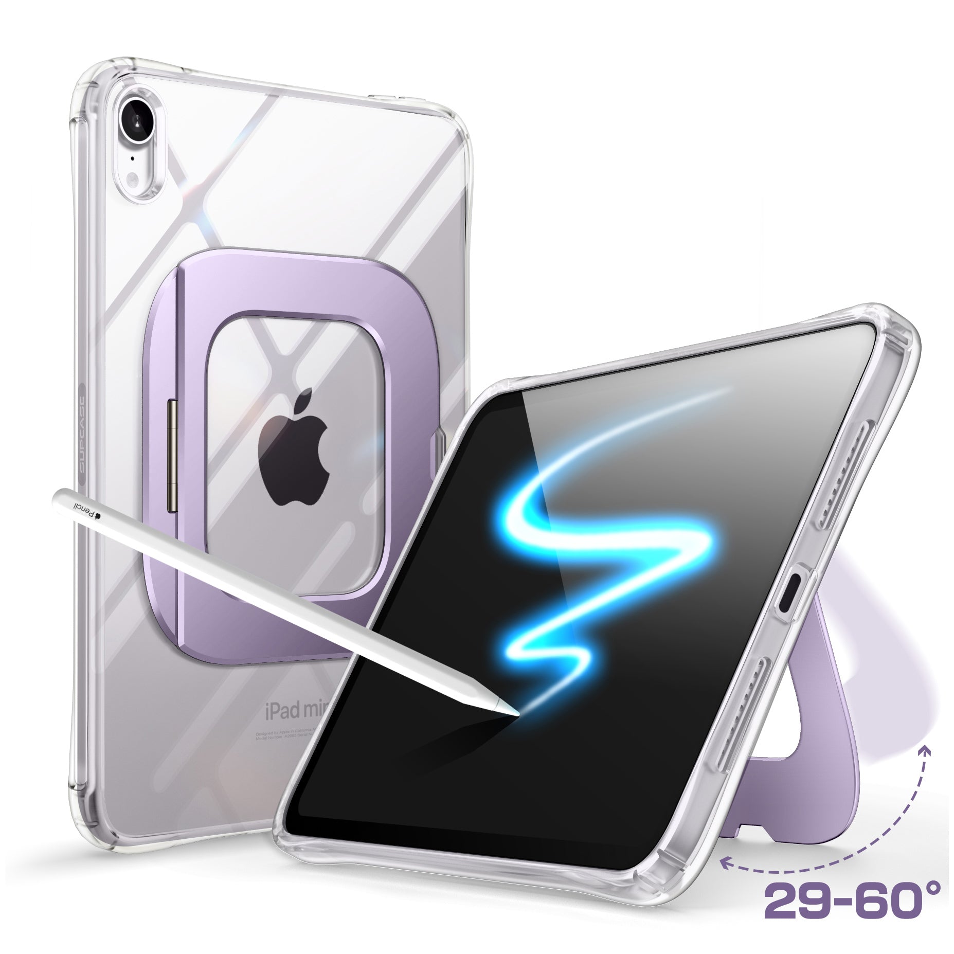 UB Prism Slim Clear iPad Case for iPad Mini 6/7 (8.3 Inch) - Lightweight Protective Cover with Shock Absorption, Anti-Scratch & Transparent Design - Perfect for Work, School & Travel (Purple)