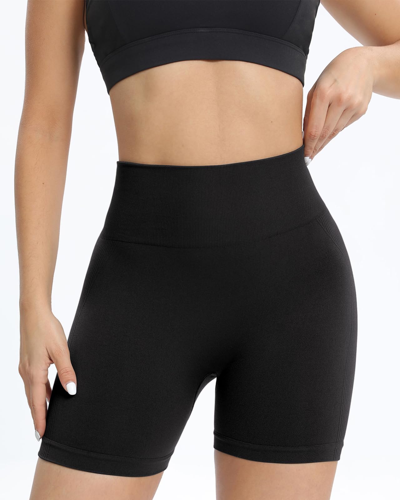 **OUDOTA Women's High Waist Scrunch Butt Lifting Gym Shorts - Seamless Tummy Control Workout & Yoga Biker Shorts - Perfect for Running, Fitness, and Lounge Wear**