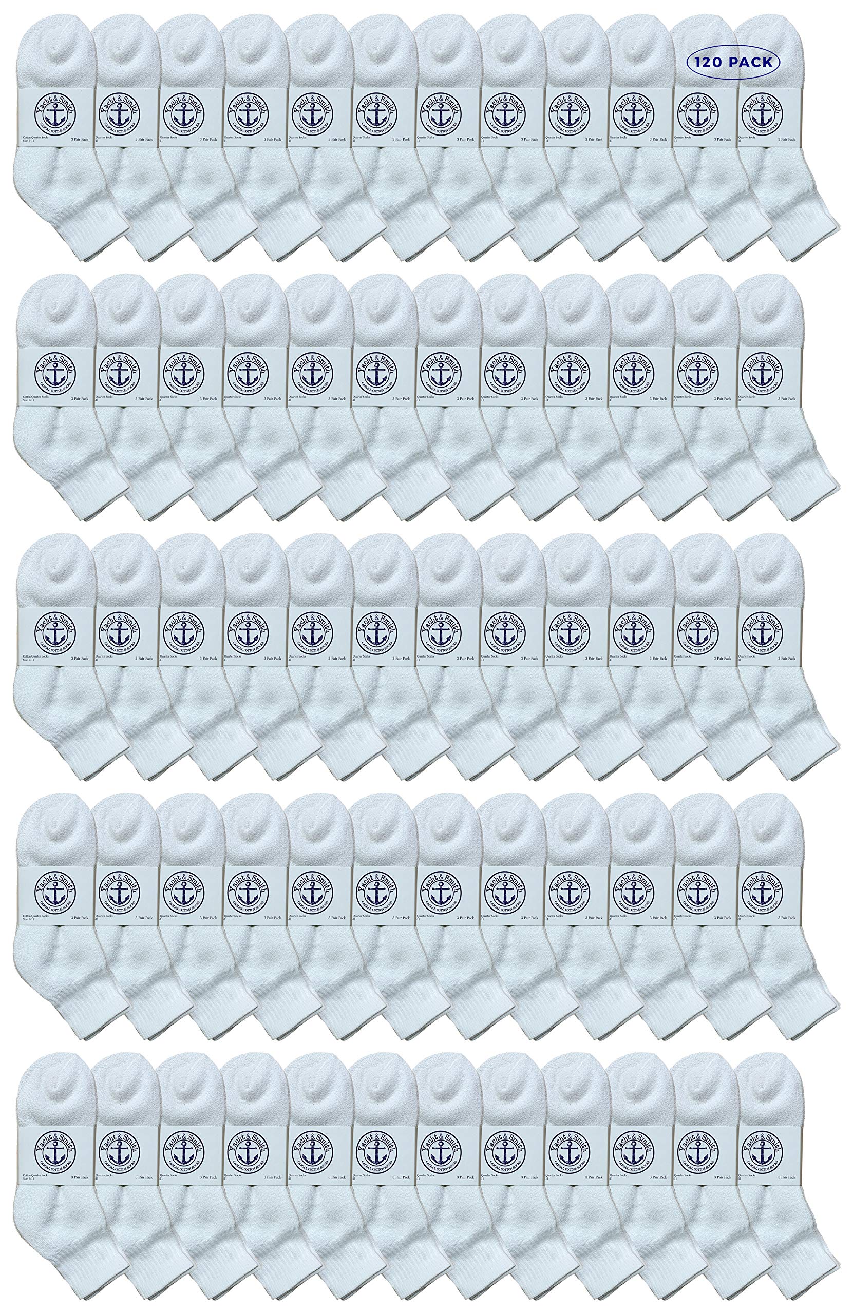 120 Pairs Kids Mid Ankle Socks Bulk Pack - Yacht & Smith Cotton Athletic Socks for Boys & Girls (Size 6-8) - Perfect for School, Sports & Daily Wear