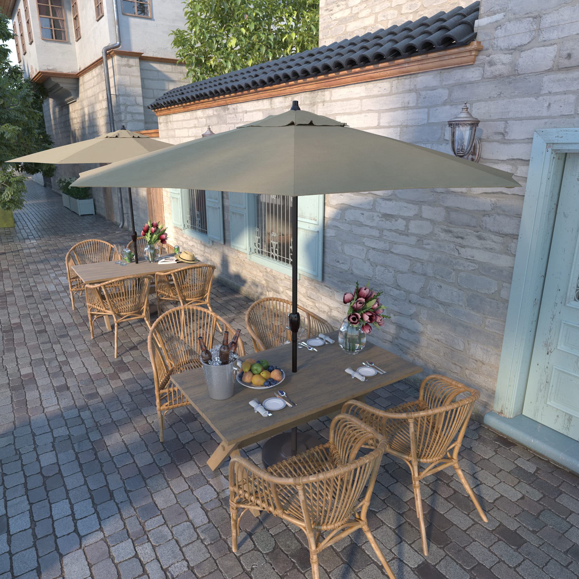 9' Aluminum Patio Umbrella with Crank Lift & Auto Tilt - Outdoor Dining & Poolside Use