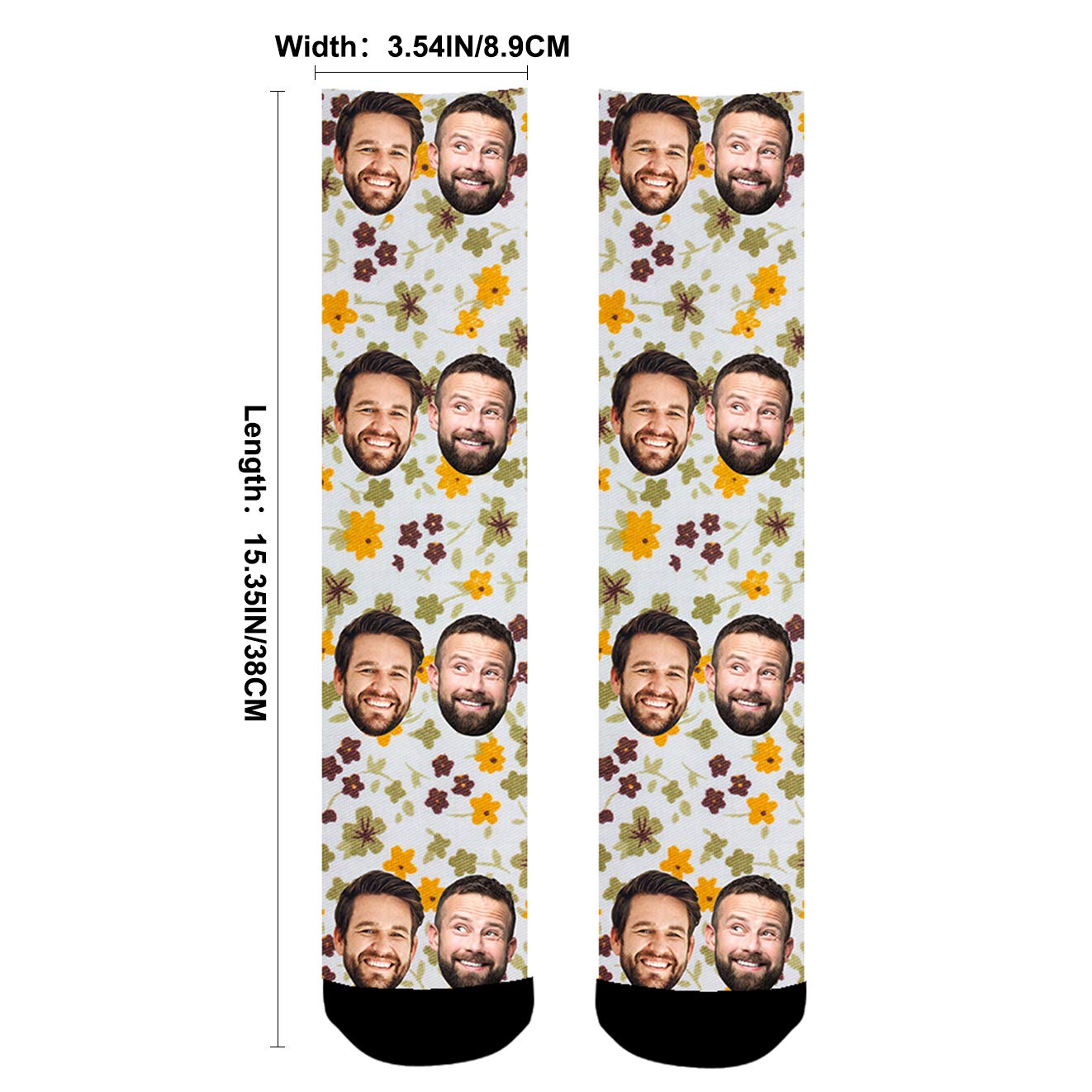 Custom Photo Socks for Men & Women - Personalized Face Socks with Floral Prints - Unique Gift for Birthdays, Anniversaries & Couples Gifts - Wear Your Memories Daily