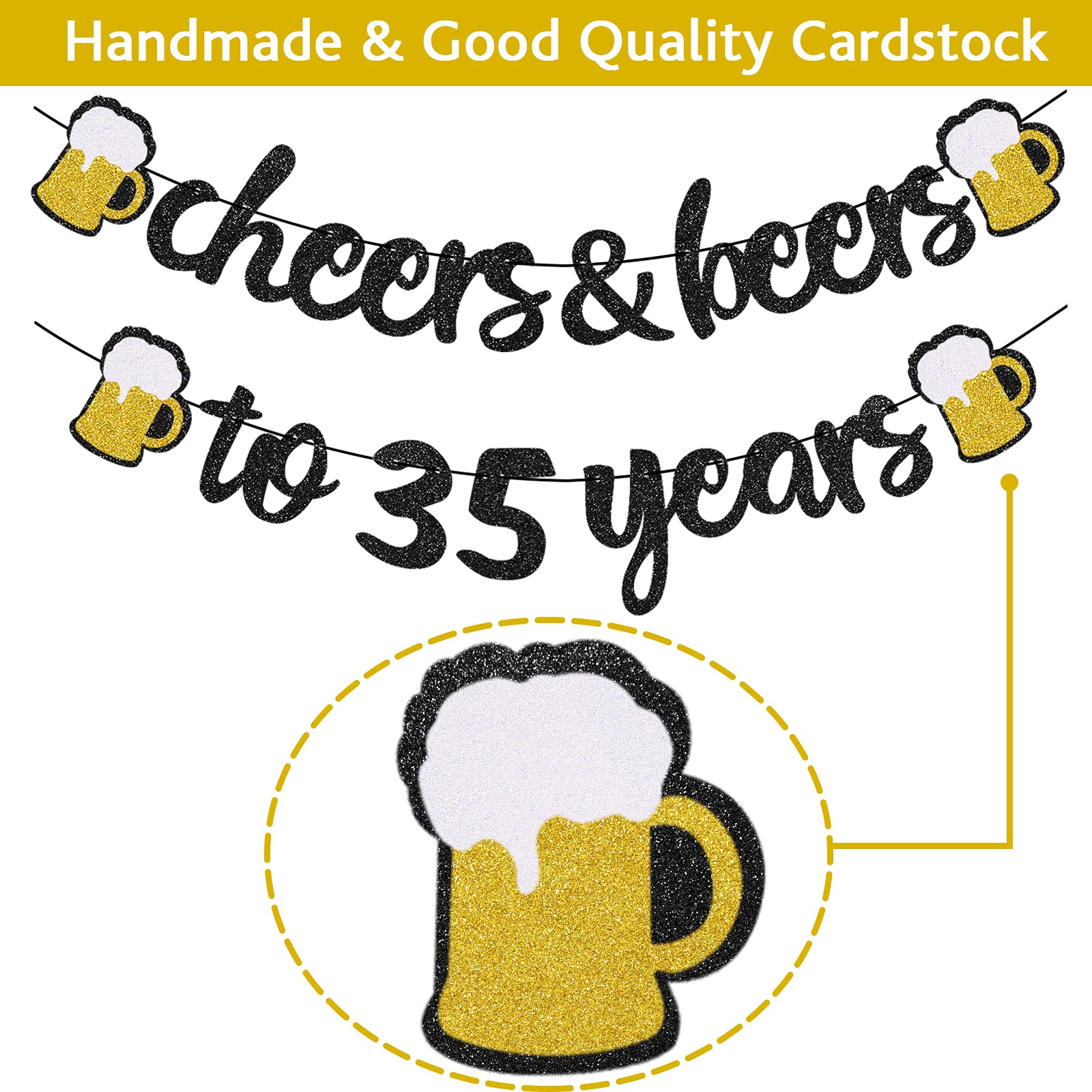 35th Birthday Party Decorations Kit for Men & Women - Cheers to 35 Years Banner, Pom Poms, Flowers & Sparkling Hanging Swirls - Perfect for Birthday Celebrations, Wedding Parties & Anniversary Decorations
