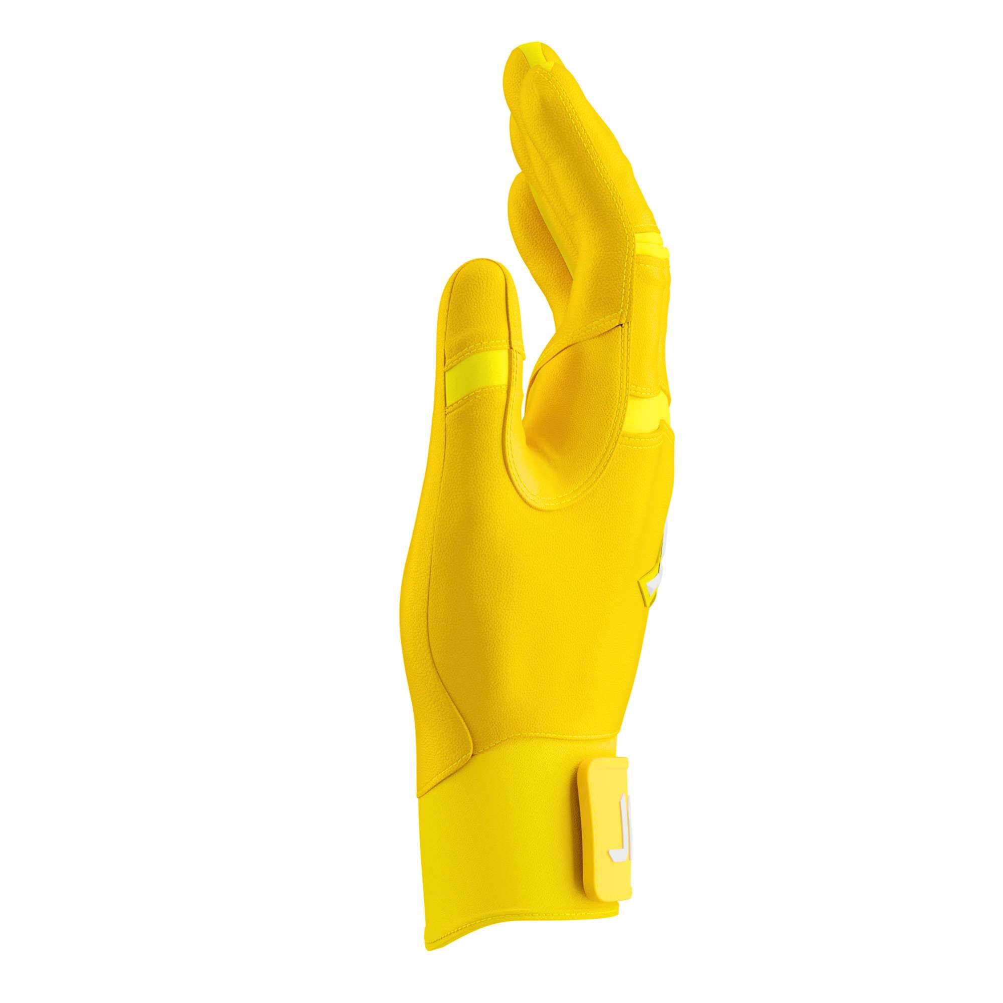 Jax Batting Gloves for Baseball & Softball - Professional Yellow Pro Cuff Gloves for Hitting, Training & Games - Durable & Comfortable Grip for Players & Athletes