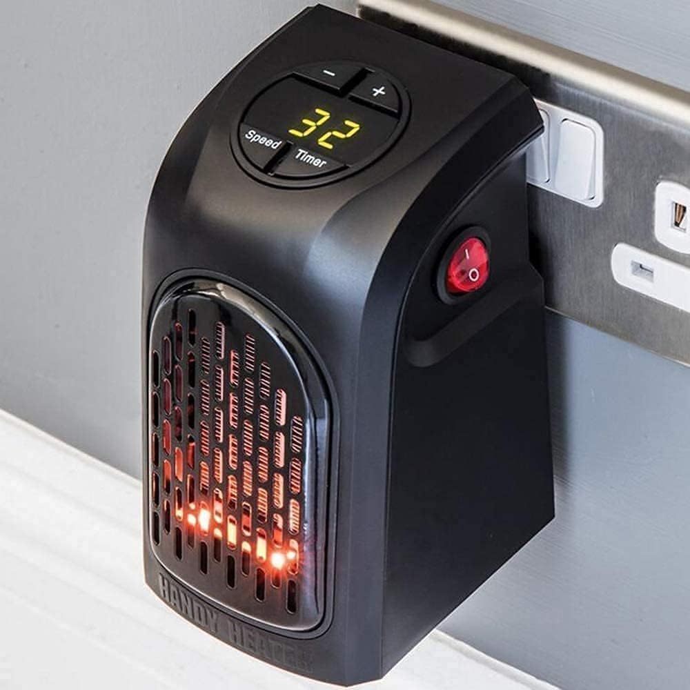 Exegi Handy Electric Space Heater - Portable Plug-In Mini Heater for Office, Bedroom & Home - LED Display, Adjustable Temperature, Stylish Design - Perfect for Winter Warmth & Energy Saving