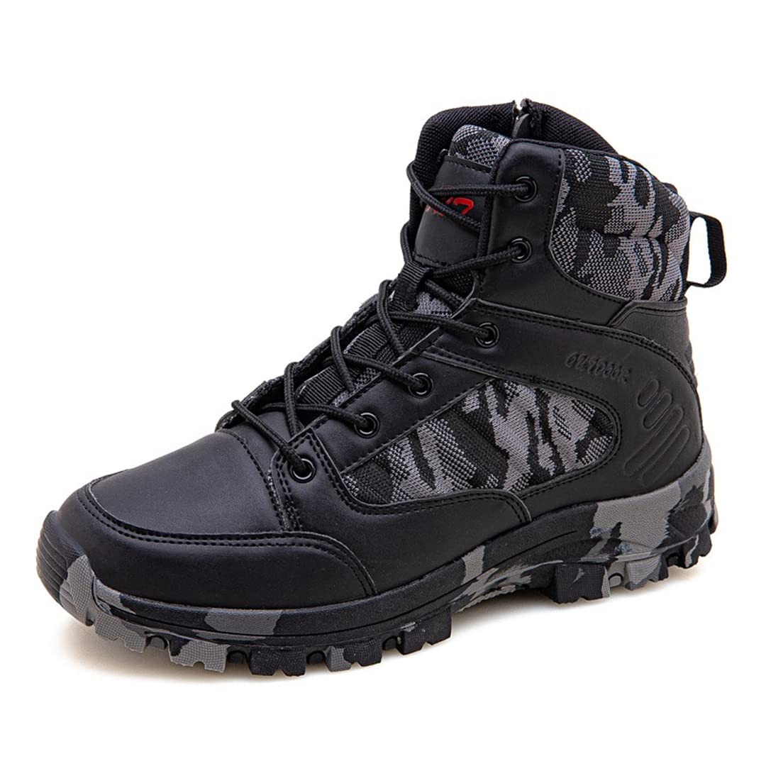 **Men's Waterproof Hiking Boots - Leather High-Top Outdoor Shoes for Autumn & Winter - Non-Slip Trekking & Mountain Climbing Boots - Ideal for Camping, Backpacking & Trail Adventures**