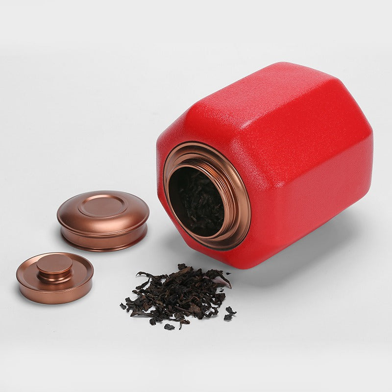 Traditional Chinese Palace Lantern Style Red Tea Caddy - Elegant Tea Storage Canister for Loose Leaf Tea - Perfect for Home Decor, Tea Ceremonies & Gift Giving