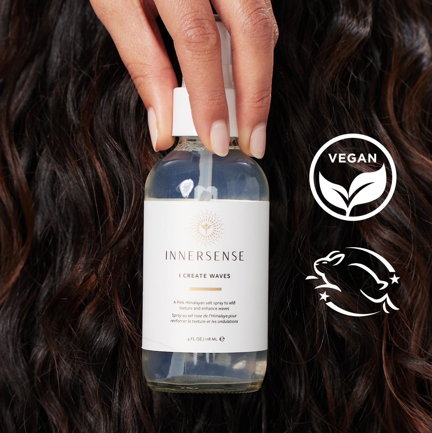 INNERSENSE Organic Beauty I Create Waves Pink Himalayan Salt Spray for Natural Beach Waves - 4oz | Non-Toxic, Cruelty-Free, Vegan, Sulfate-Free Hair Styling Product | Perfect for Summer, Vacations & Everyday Textured Hairstyles