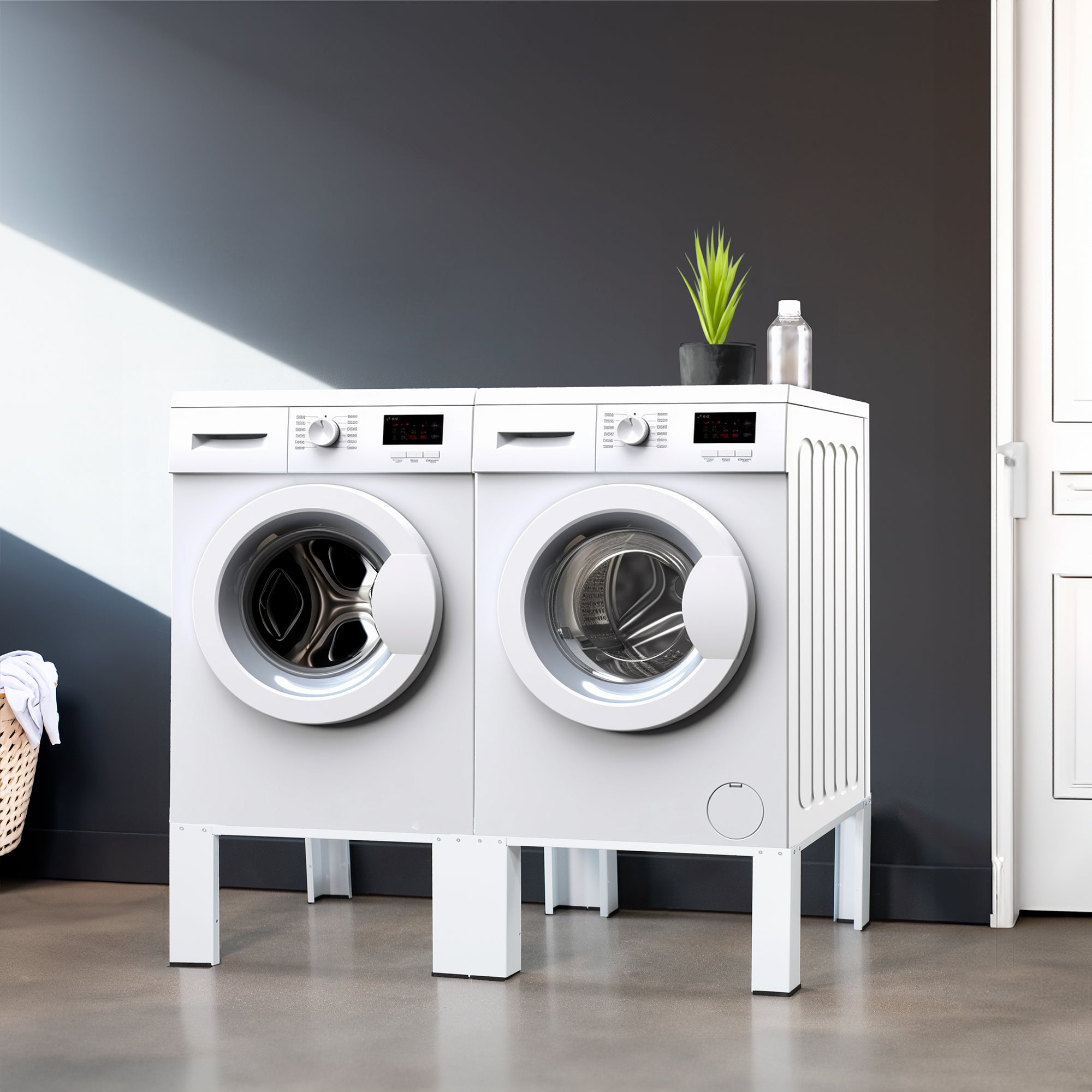 VIVO Washer Dryer Pedestal Stand - Adjustable Height Laundry Appliance Base with Storage Shelf - Perfect for Small Spaces & Stackable Washer Dryer Units in Apartments, Laundry Rooms & Closets