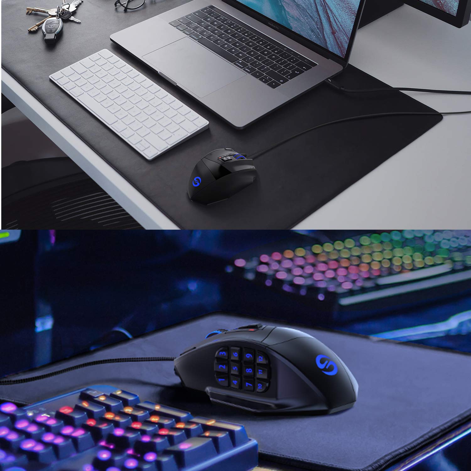 UtechSmart Venus RGB Wired Gaming Mouse - 16400 DPI High Precision Laser, Programmable MMO Gaming Mouse for PC | Ergonomic Design for Long Gaming Sessions | Perfect for FPS, MOBA & MMO Games (IGN Recommended)