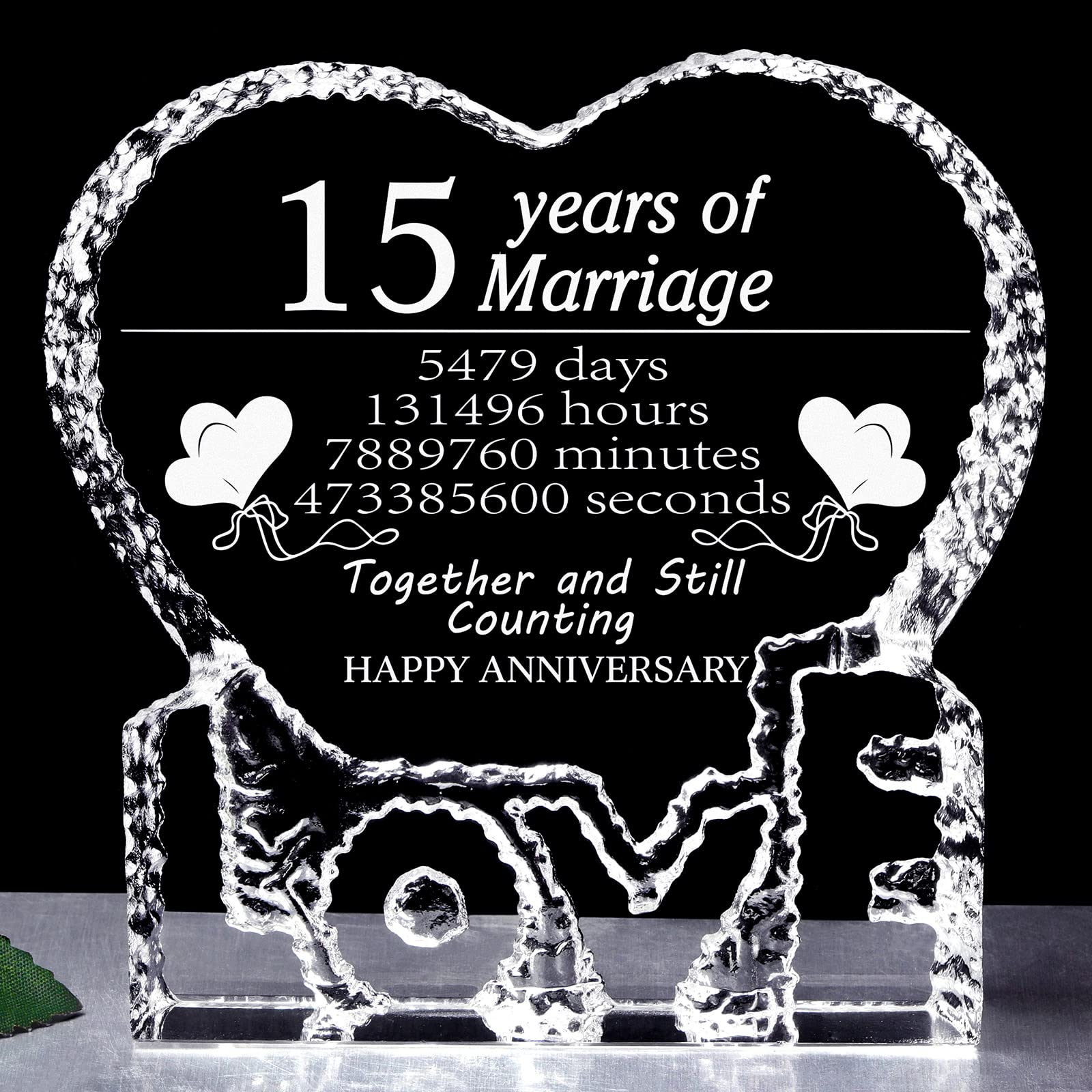15th Anniversary Crystal Gifts for Couples - Wedding, Valentine's Day & Special Occasions
