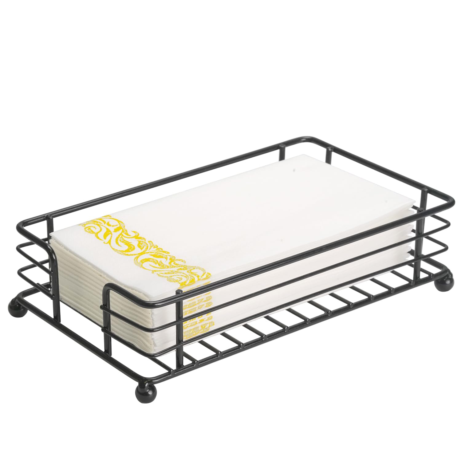 Modern Iron Paper Towel Holder - Guest Towel & Napkin Dispenser for Bathroom, Kitchen, Hotel & Dining Table - Black | Space-Saving Hand Towel Tray for Disposable Towels & Napkins - Perfect for Home, Office & Commercial Use