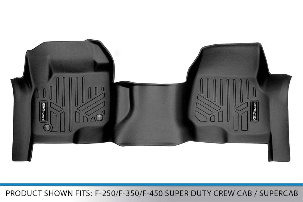 Premium SMARTLINER All-Weather Floor Mats - 1st Row Custom Fit for 2017-2022 Ford F-250/F-350/F-450 Super Duty Crew Cab & SuperCab - Heavy Duty Black Rubber Liners for Bench Seat - Perfect for Off-Roading, Work Trucks & Daily Commutes