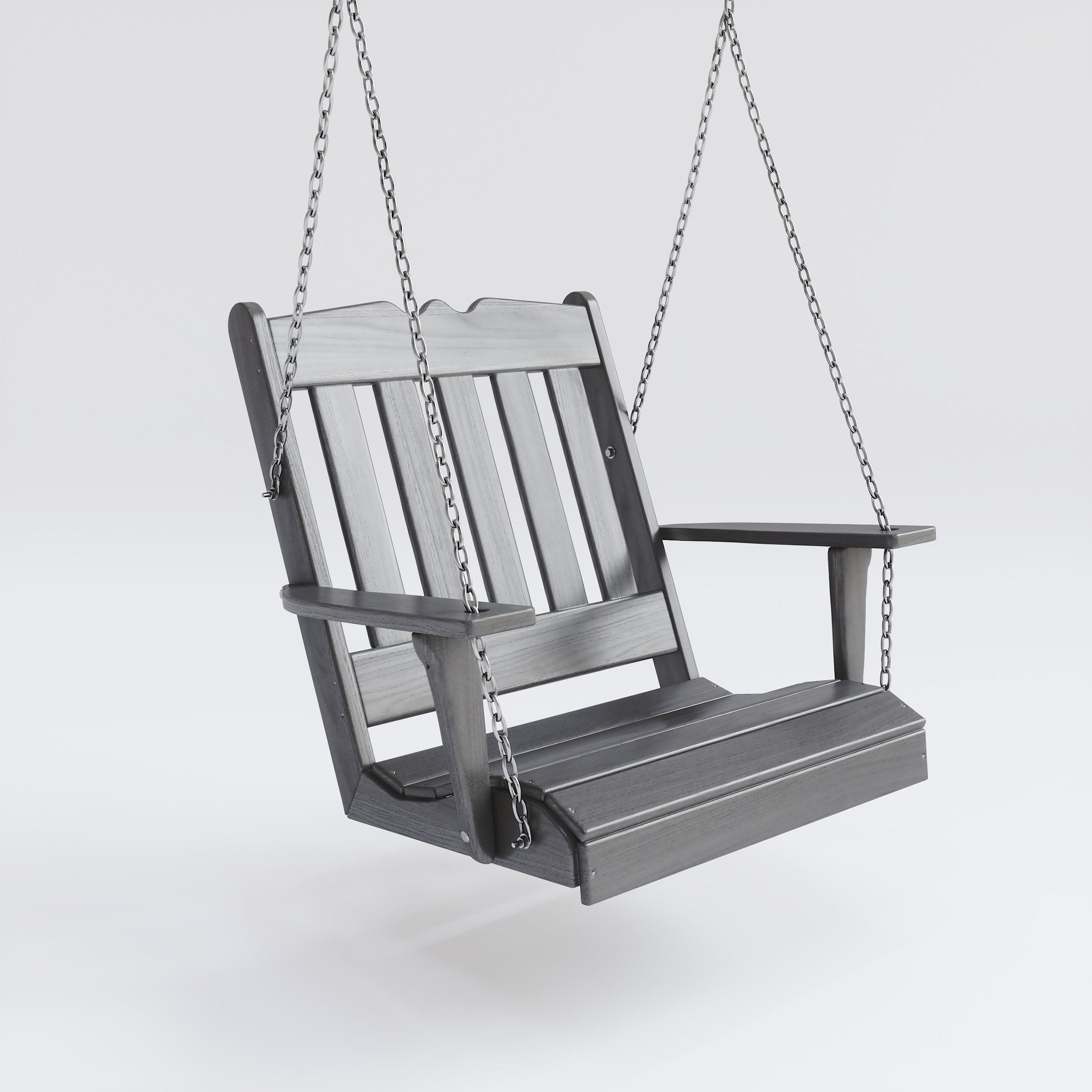 Keystone Amish Co. York Recycled Plastic Swing Chair - Dark Grey Outdoor Patio Furniture for Relaxing in Garden, Backyard, or Porch