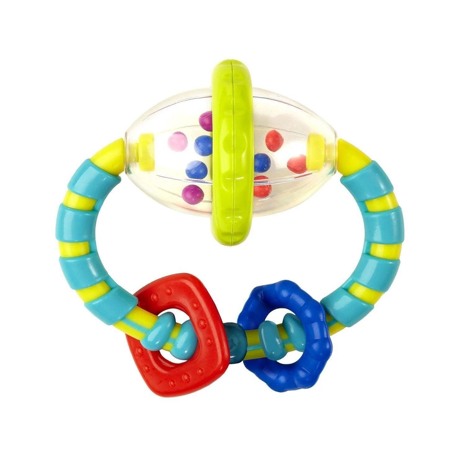 Bright Starts Grab & Spin Rattle - Interactive Baby Toy with Lights & Sounds for Sensory Development - Perfect for Playtime, Tummy Time & Early Learning Activities