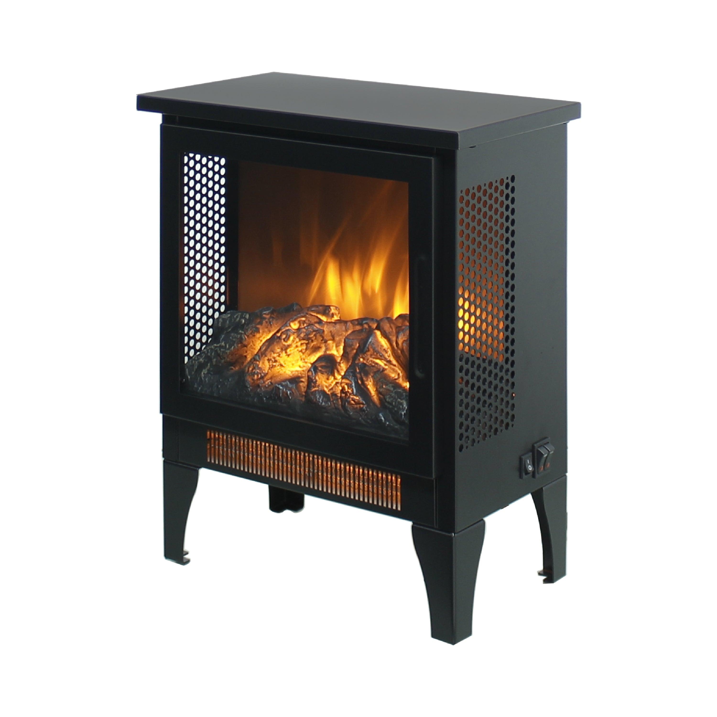 15 Inch Freestanding Electric Fireplace Heater with Realistic 3D Flame Effect - Perfect for Living Room, Bedroom, and Office Warmth