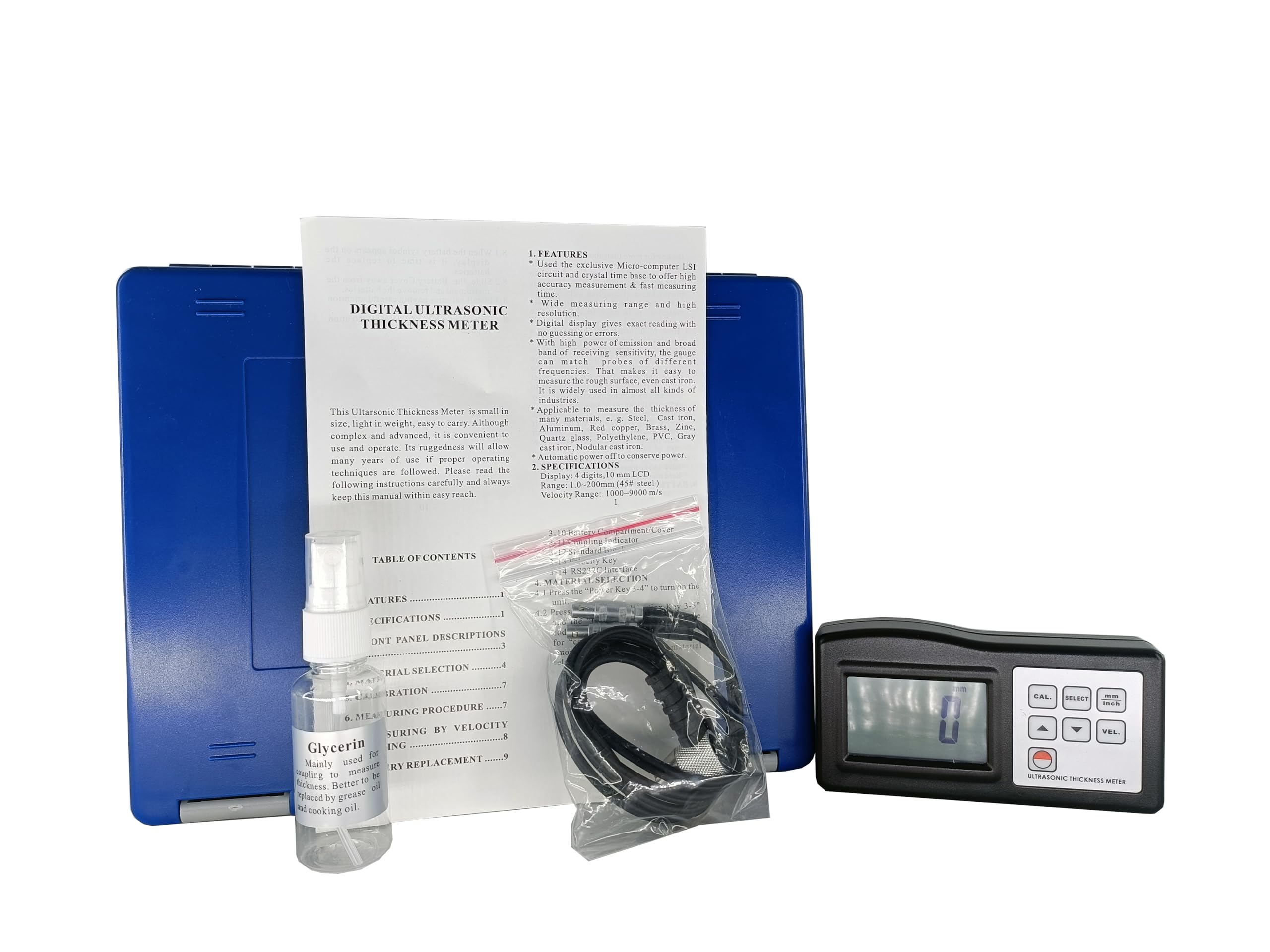 Ultrasonic Thickness Gauge 1.2-200mm (0.05-8 Inch) - Digital Corrosion Tester for Metal, Plastic & Hard Materials - Portable Wall Thickness Measurement Device for Industrial & Home Use