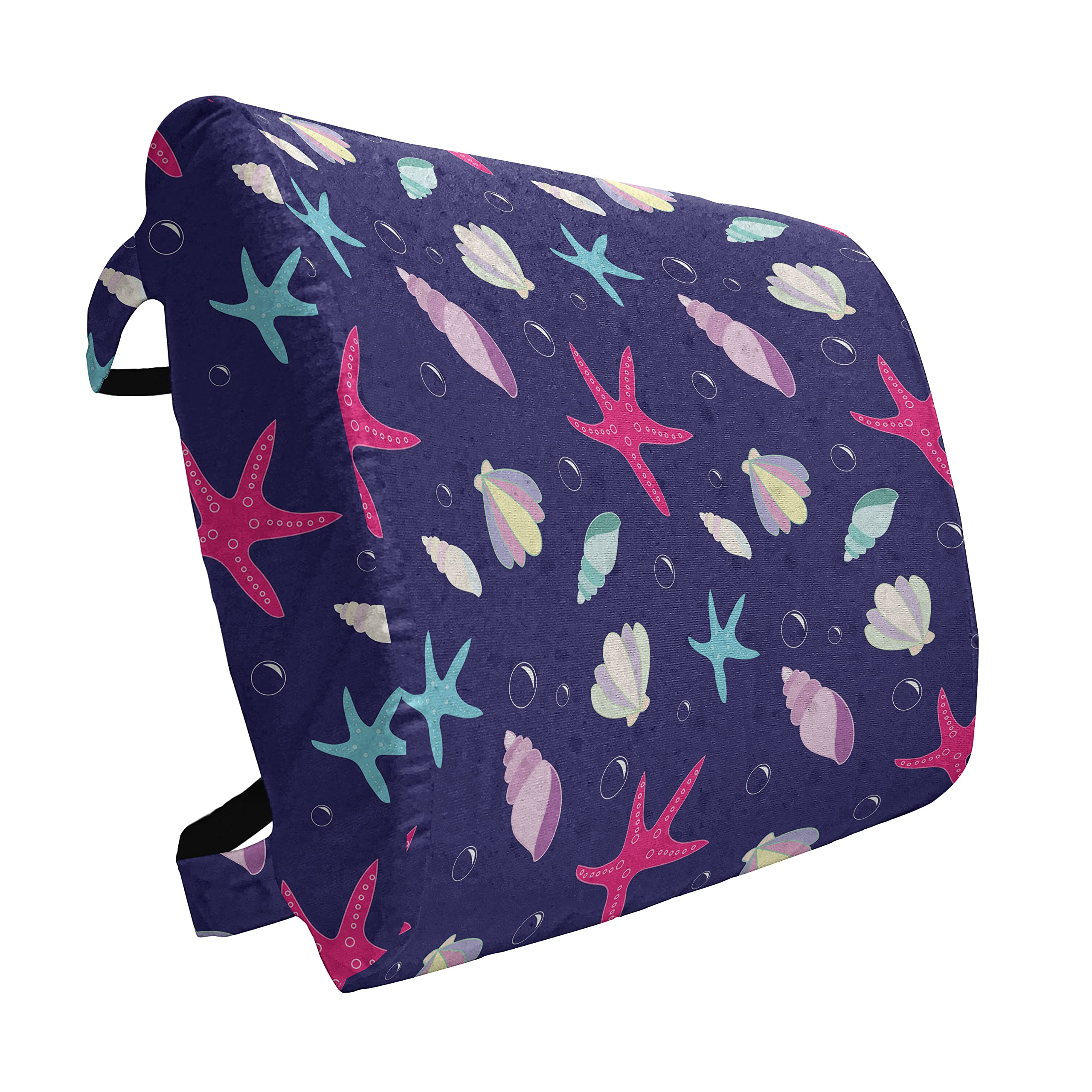 Ambesonne Nautical Lumbar Support Pillow - Navy & Blush Marine Design with Shells, Starfish & Bubbles - High Density Foam for Office Chair & Car Seat - 14