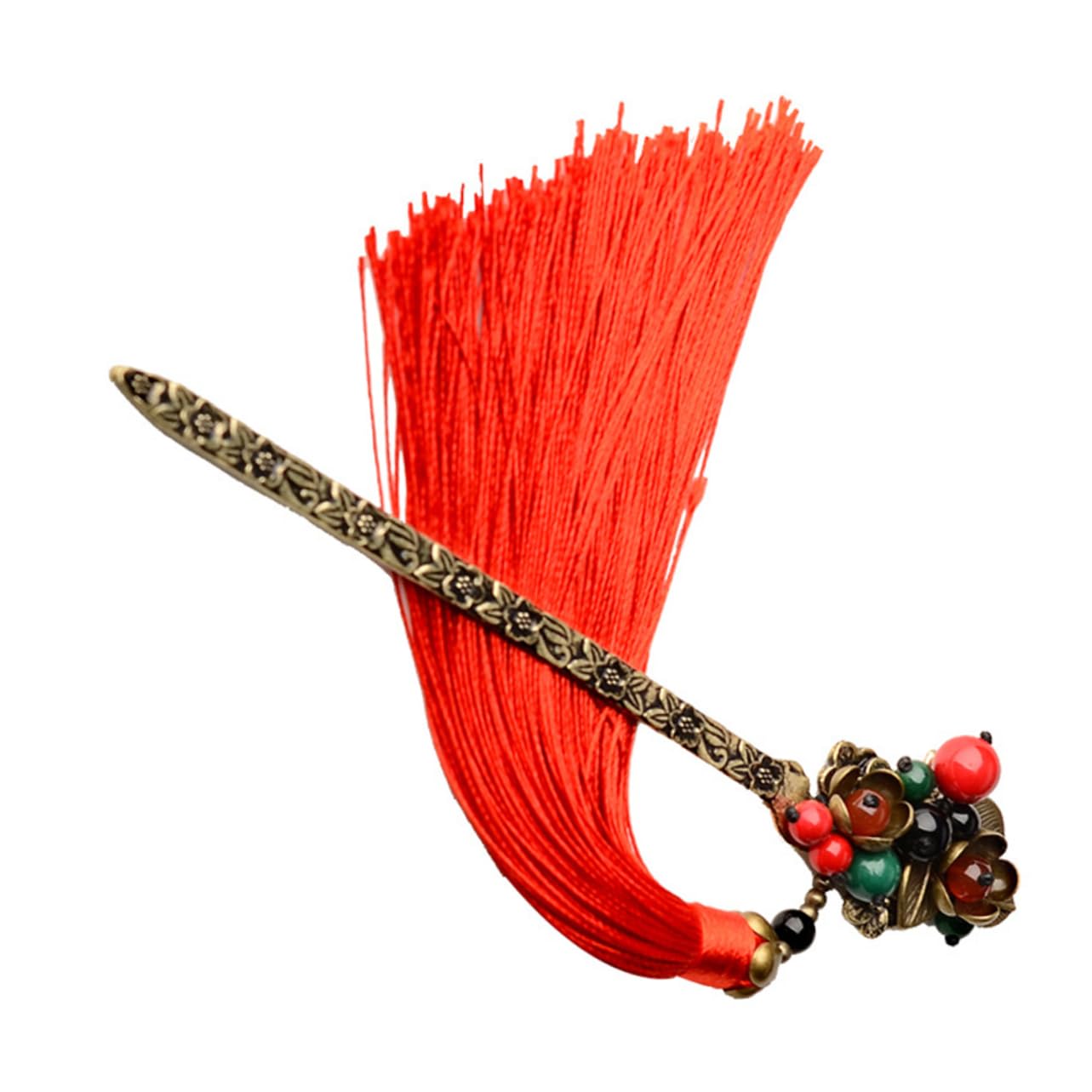 COOPHYA Vintage Hair Sticks - Japanese Hair Fork & Chopsticks for Hair Buns, Updos - Alloy Floral Hairpin with Tassel - Traditional Retro Hair Accessories for Women (Wedding, Cosplay, Daily Use)