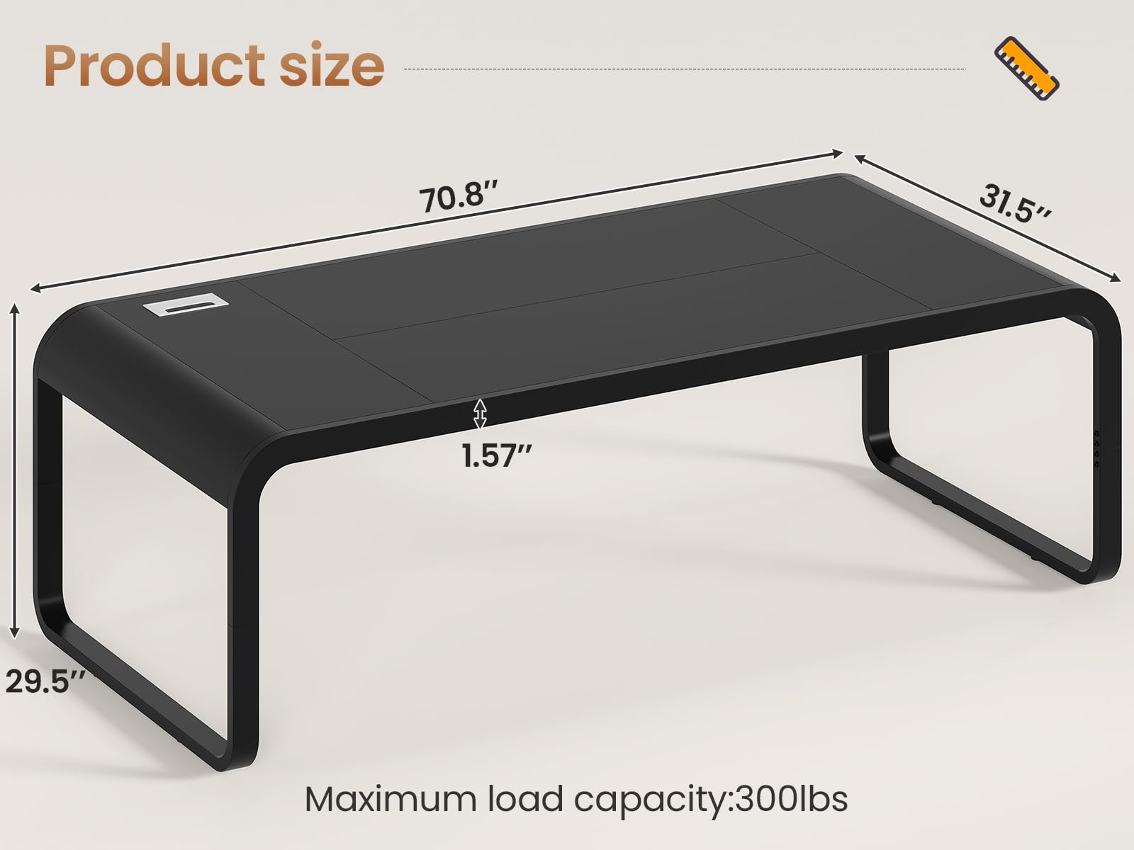 SEDETA 70.8 Inch Black Executive Office Desk - Large Modern Computer Desk with Cable Management, Home Office Workstation, Study & Writing Table for Professionals | Perfect for Home Office, Study Room & Workspace Setup