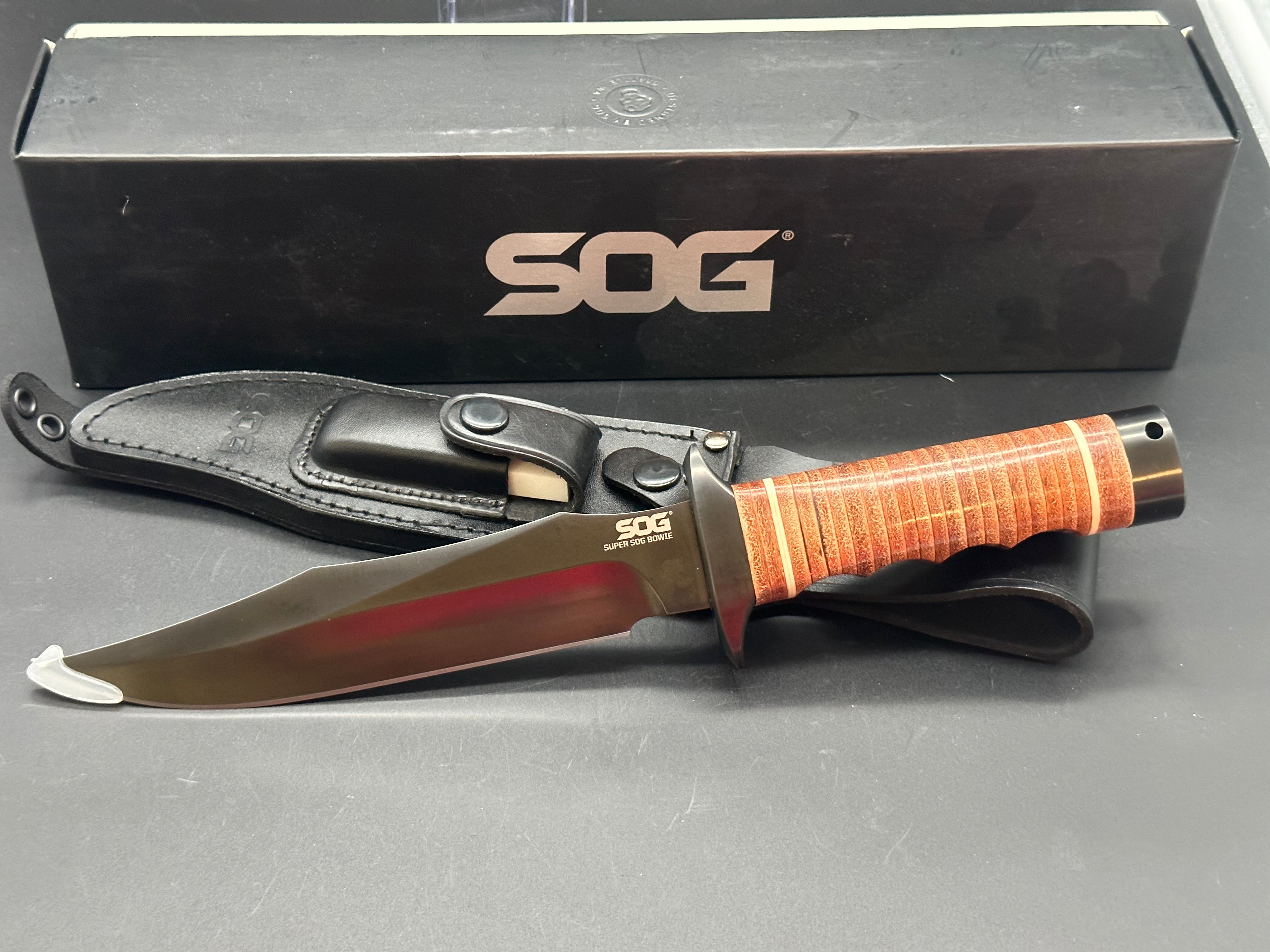 SOG Super Bowie Tactical Knife - High Carbon Stainless Steel Blade, Ergonomic Grip - Perfect for Outdoor Camping, Hunting, and Survival Adventures