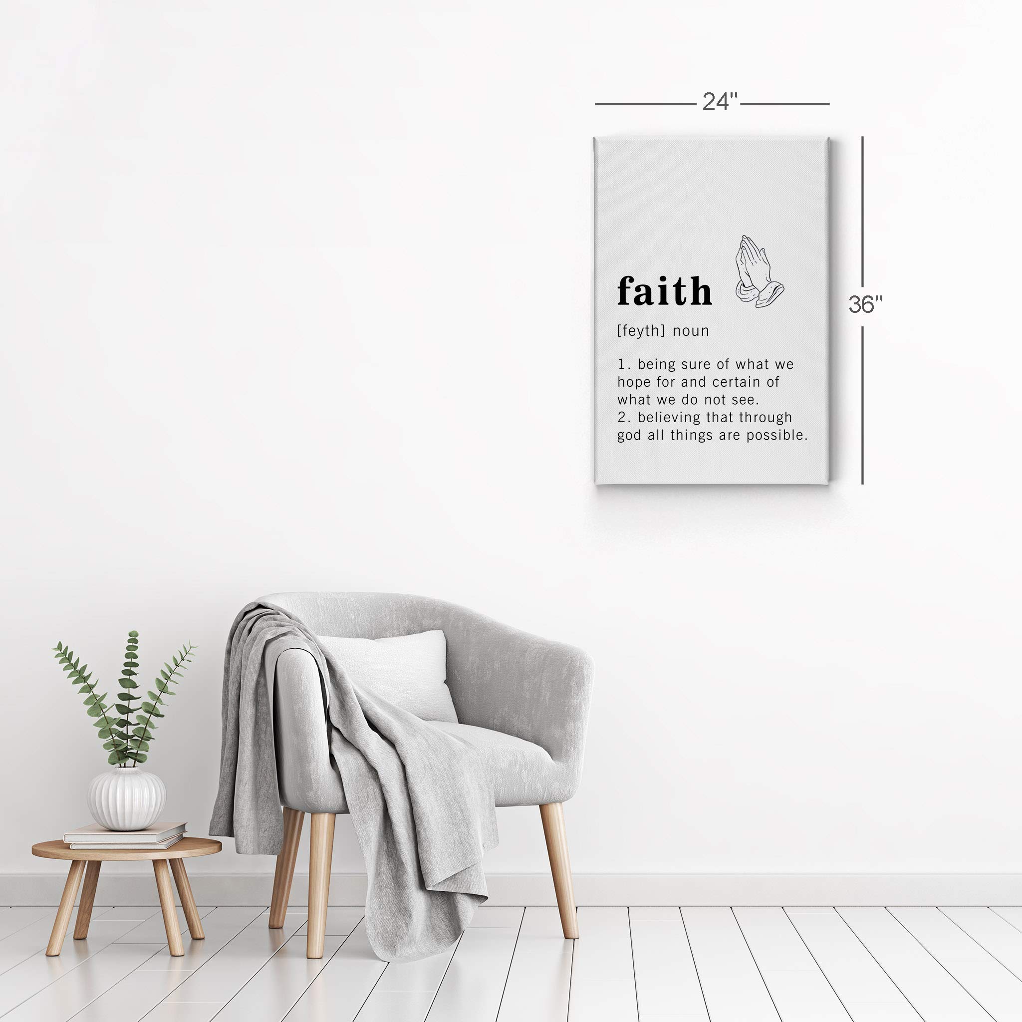 Funny Noun Dictionary Definition of Faith Canvas Print - Inspirational Quote Wall Art for Office, Living Room, Bedroom & Bathroom - Ready to Hang Home Decor (36x24 inches) - Made in USA | Perfect for Gifts, Housewarming & Motivational Spaces