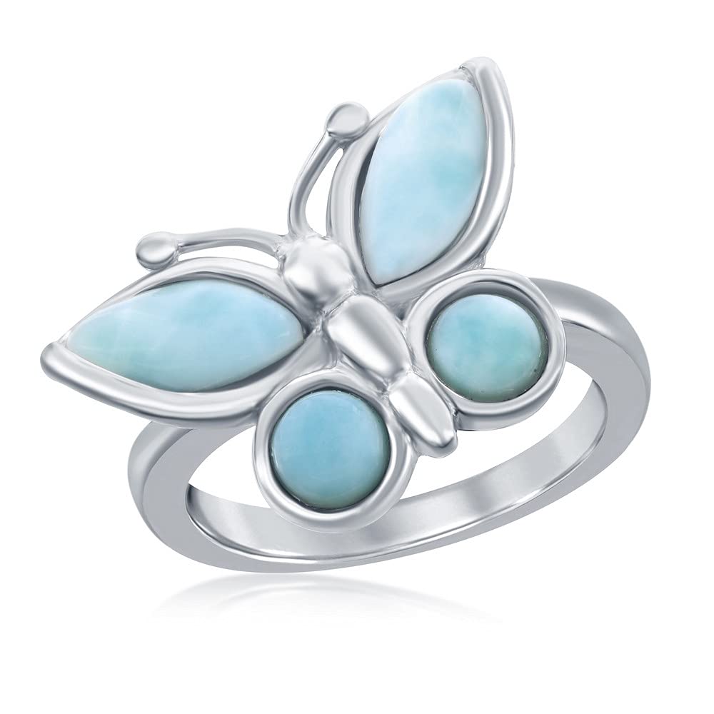Sterling Silver Larimar Butterfly Cocktail Ring for Women | Elegant Handmade Jewelry Gift for Birthday, Anniversary & Special Occasions | Perfect for Parties, Date Nights & Formal Events
