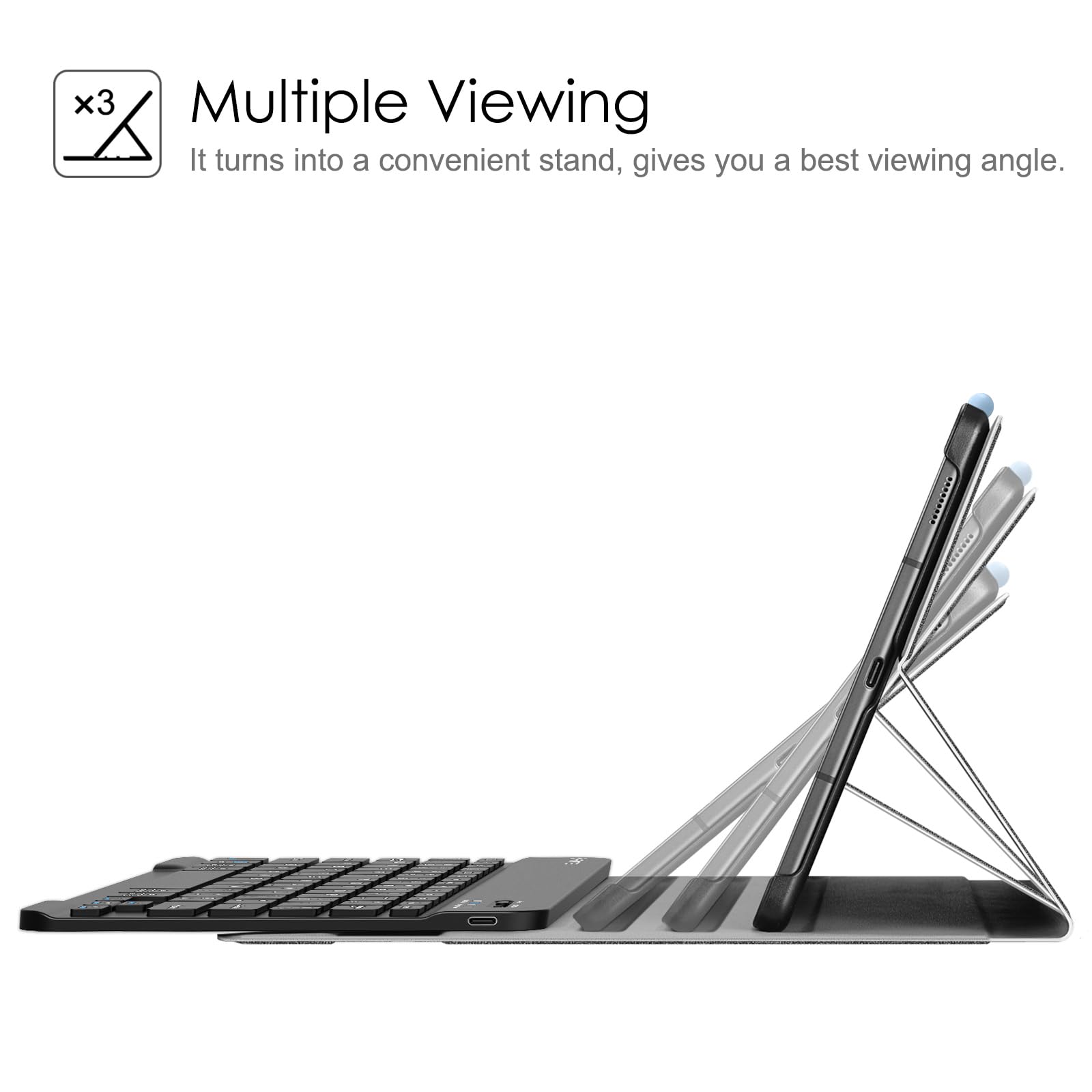 Fintie Slim Bluetooth Keyboard Case for Samsung Galaxy Tab S6 Lite 10.4 Inch (2020/2022/2024) - Detachable Wireless Keyboard with Secure S Pen Holder & Adjustable Stand, Gray | Perfect for Work, Study & Travel
