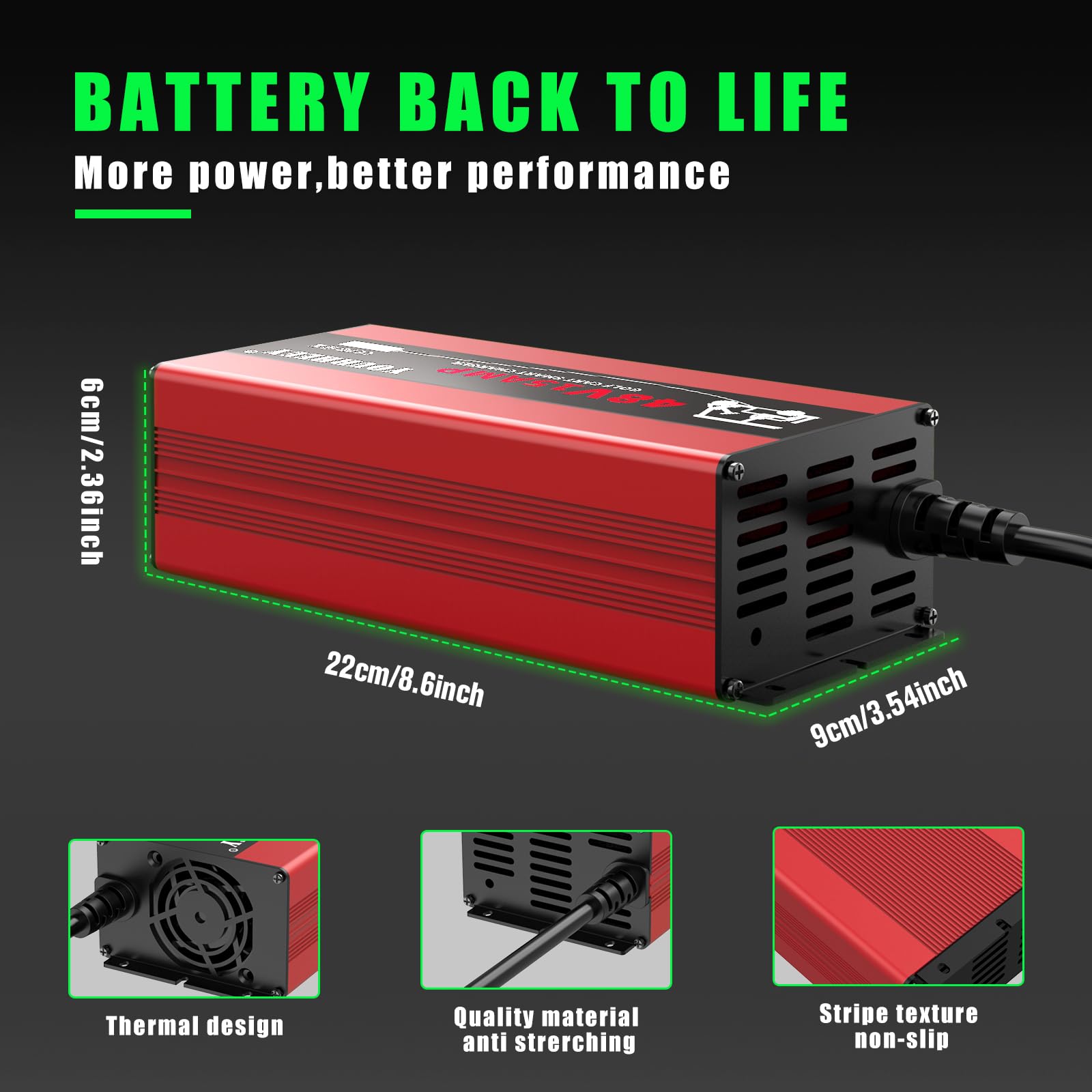 48 Volt Golf Cart Battery Charger for Club Car DS & Precedent - 15 Amp Smart Trickle Charger with Auto Shutoff | Replacement for Club Car 48V Charger | Fast 4-6 Hour Charge for Lead Acid Batteries | Lightweight 4Lbs Portable Design | Perfect for Golf Courses, Resorts & Home Use