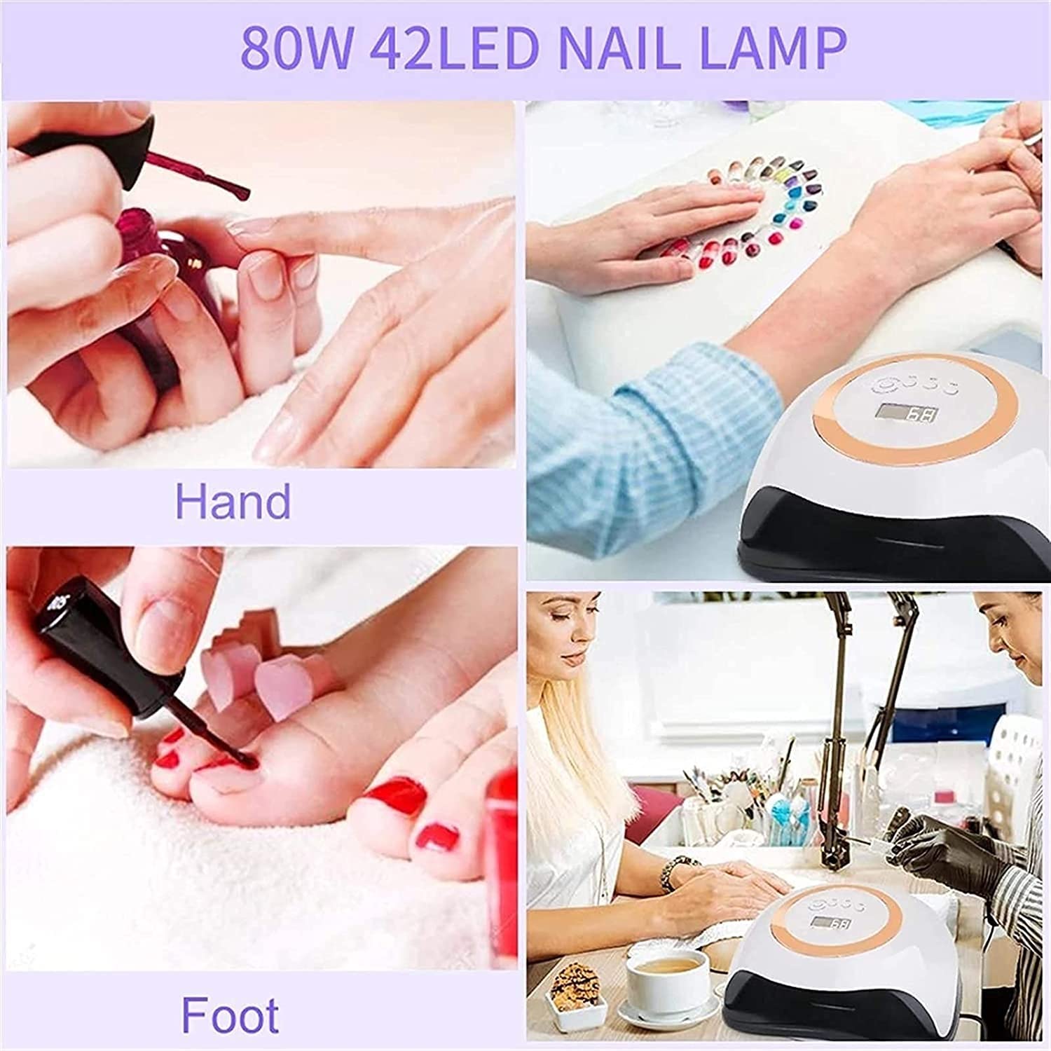 168W UV LED Nail Lamp - Professional Gel Nail Dryer with 4 Timer Settings & Auto Sensor, 42 LED Beads for Fast Curing | Perfect for Home Manicures, Salon Nail Art & Gel Polish Application