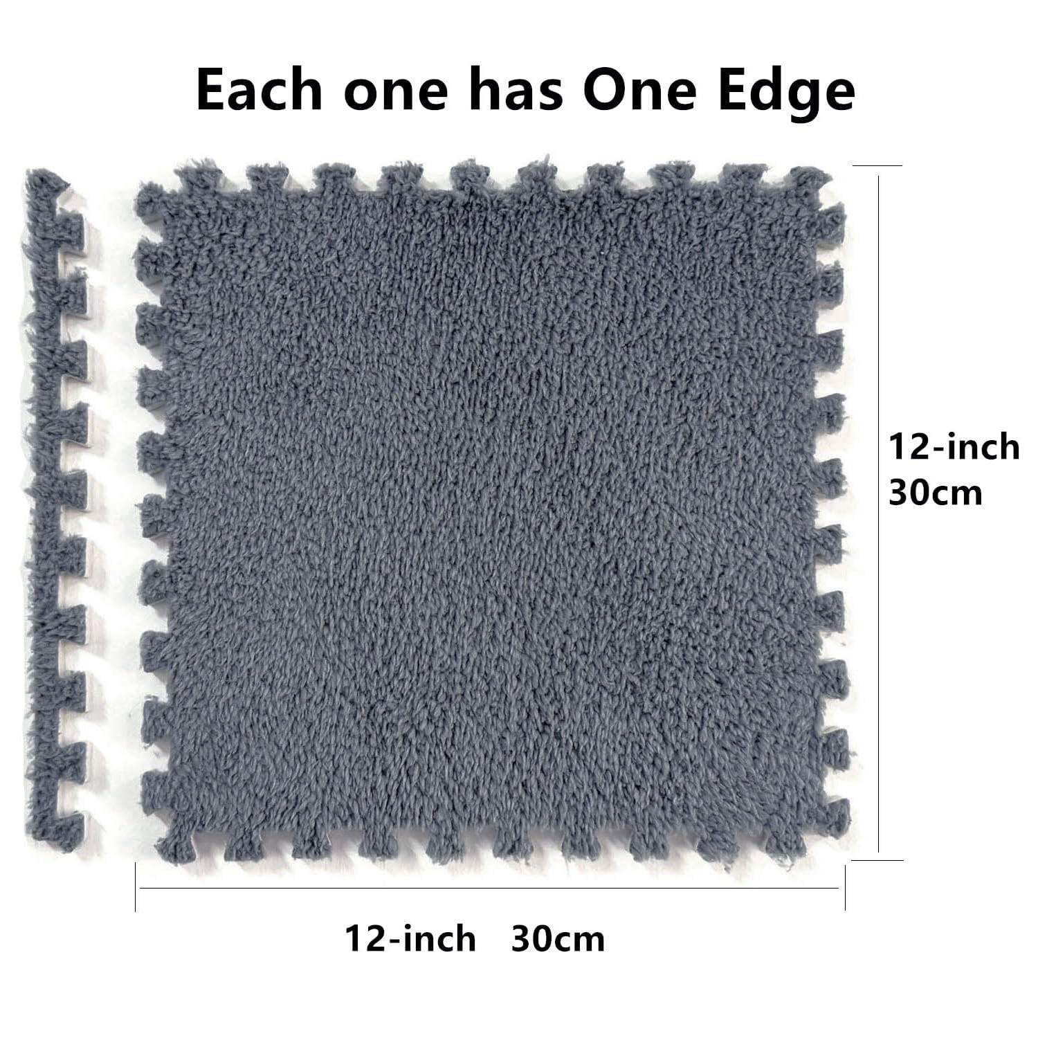 12-Piece Shaggy Interlocking Foam Carpet Tiles - 12