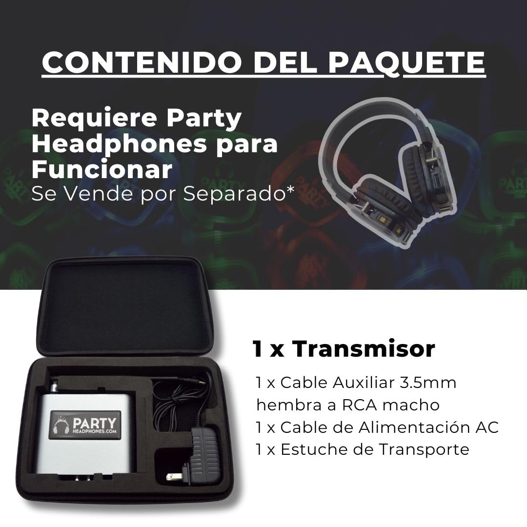 Wireless Silent Disco Headphones System with 1500ft Range RF Transmitter | No Lip-Sync Delay | Supports 100 Headphones | 3-Channel Toggle Switch | Perfect for Parties, Events, Gyms, Yoga Classes & Home Theater | Includes AC Adapter