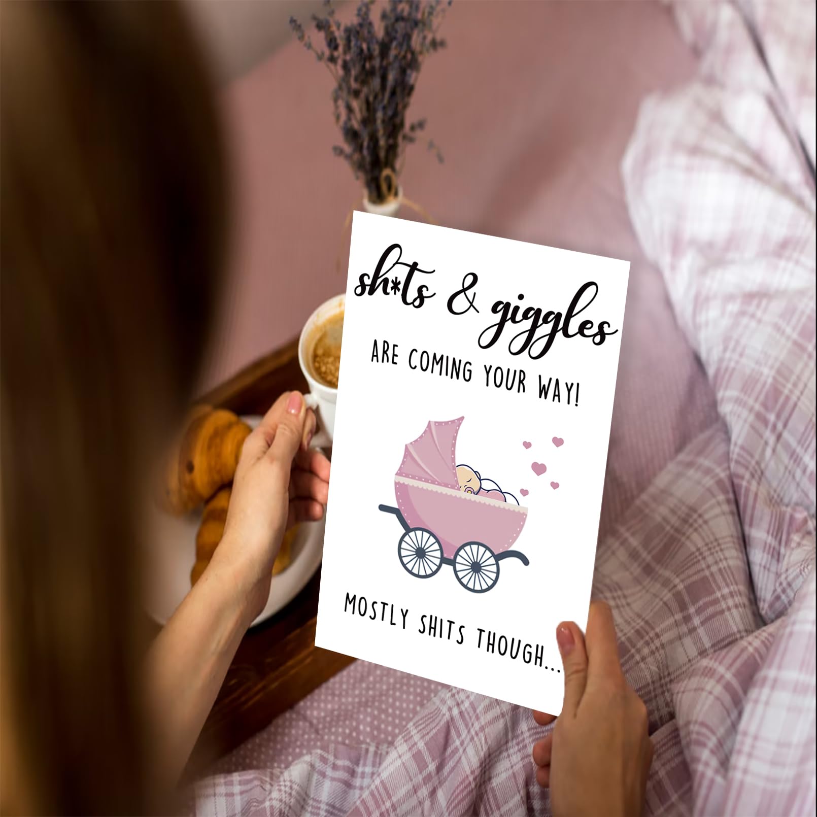 Ziwenhu Adorable Baby Shower Card for New Parents - Cute Congratulations Card for Baby Girl or Boy - Perfect Newborn Gift for Friends & Family - Ideal for Birth Announcements & Welcoming Parties