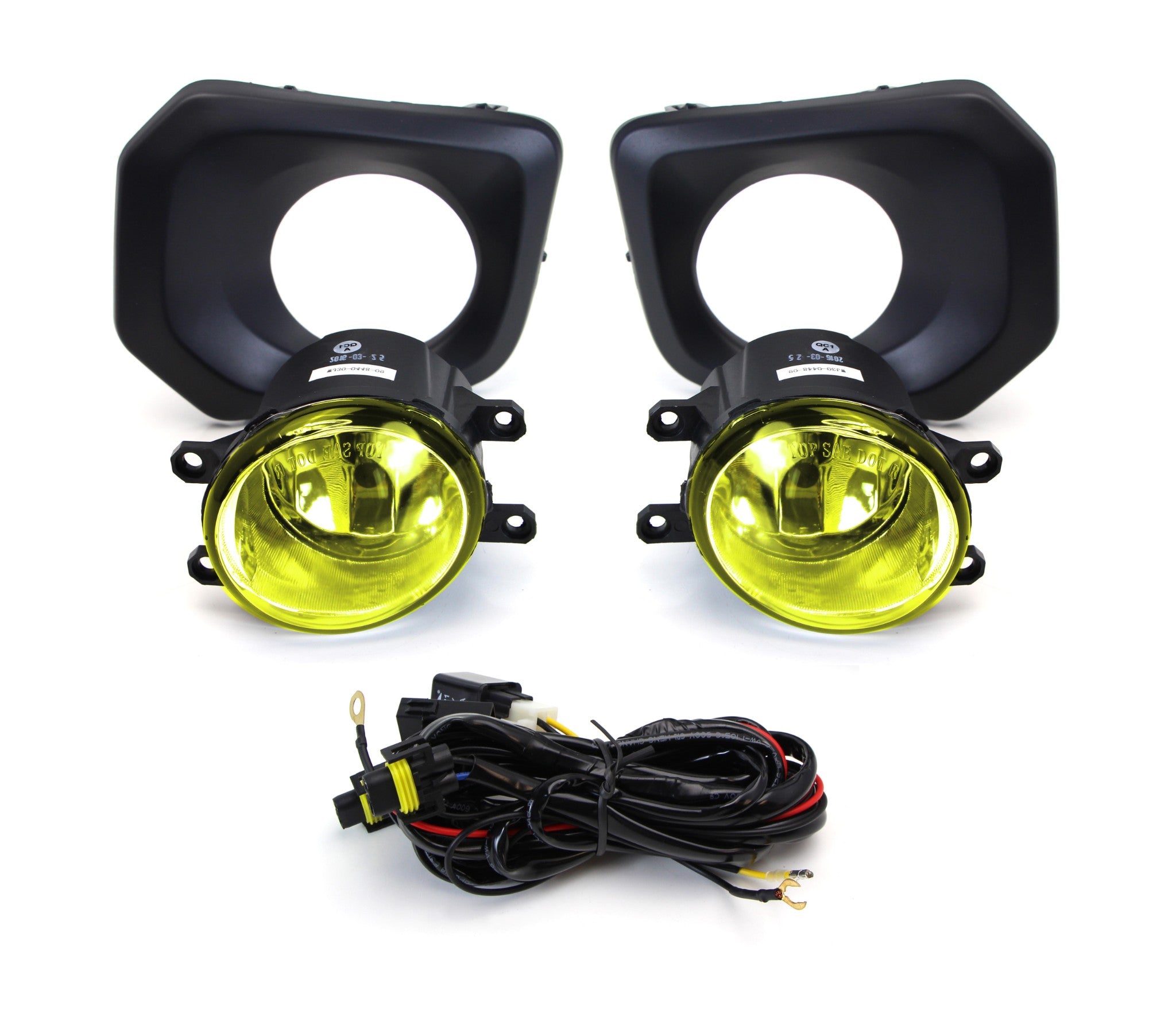 Complete Yellow Lens Fog Light Kit with Bezel Covers & Wiring for 2016+ Toyota Tacoma - Off-Road Driving & Night Visibility Enhancement