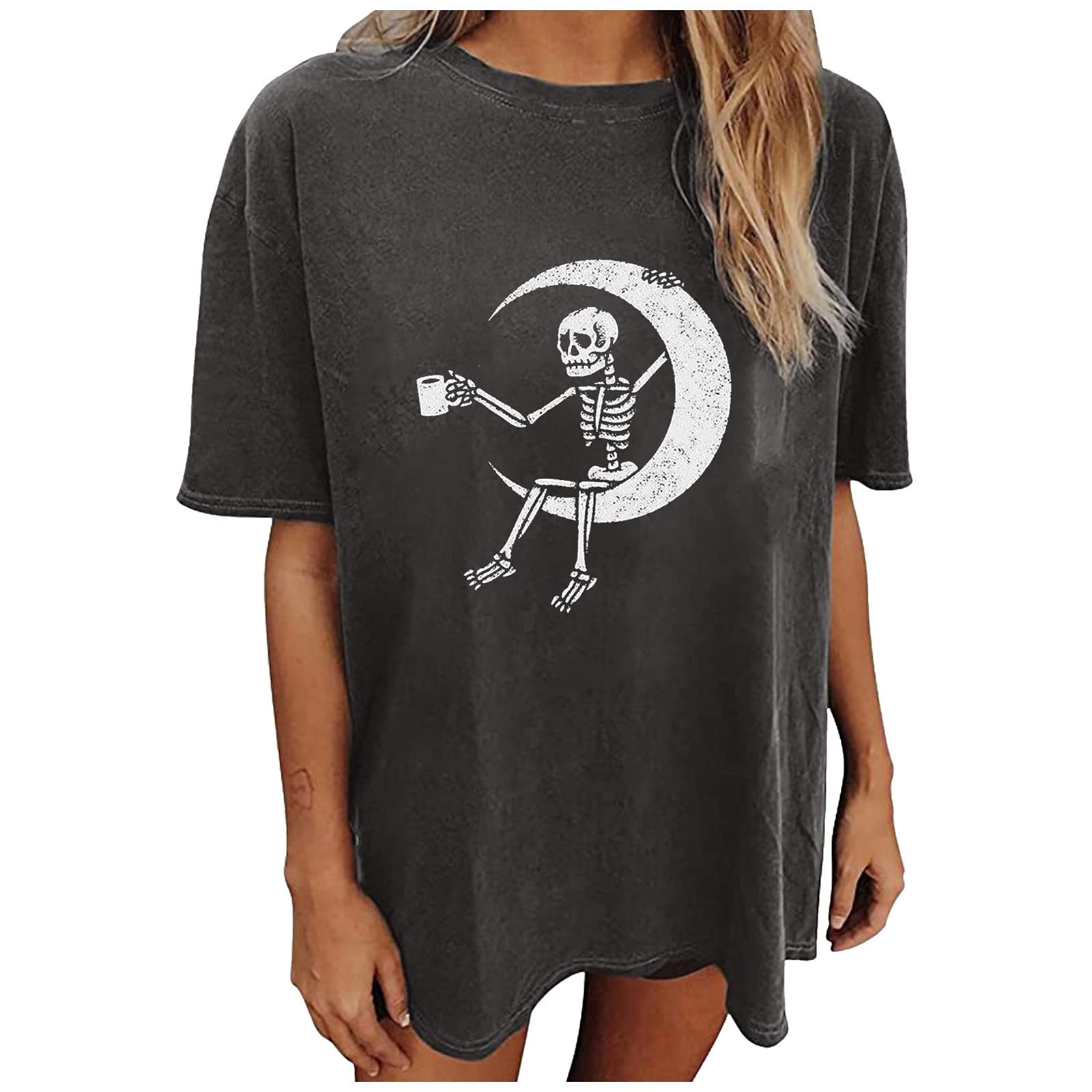 Women's Oversized T-Shirts - Loose Fit Round Neck Graphic Tees for Summer | Casual Boyfriend Style Junior Tops | Perfect for Streetwear, Lounge Wear & Everyday Comfort
