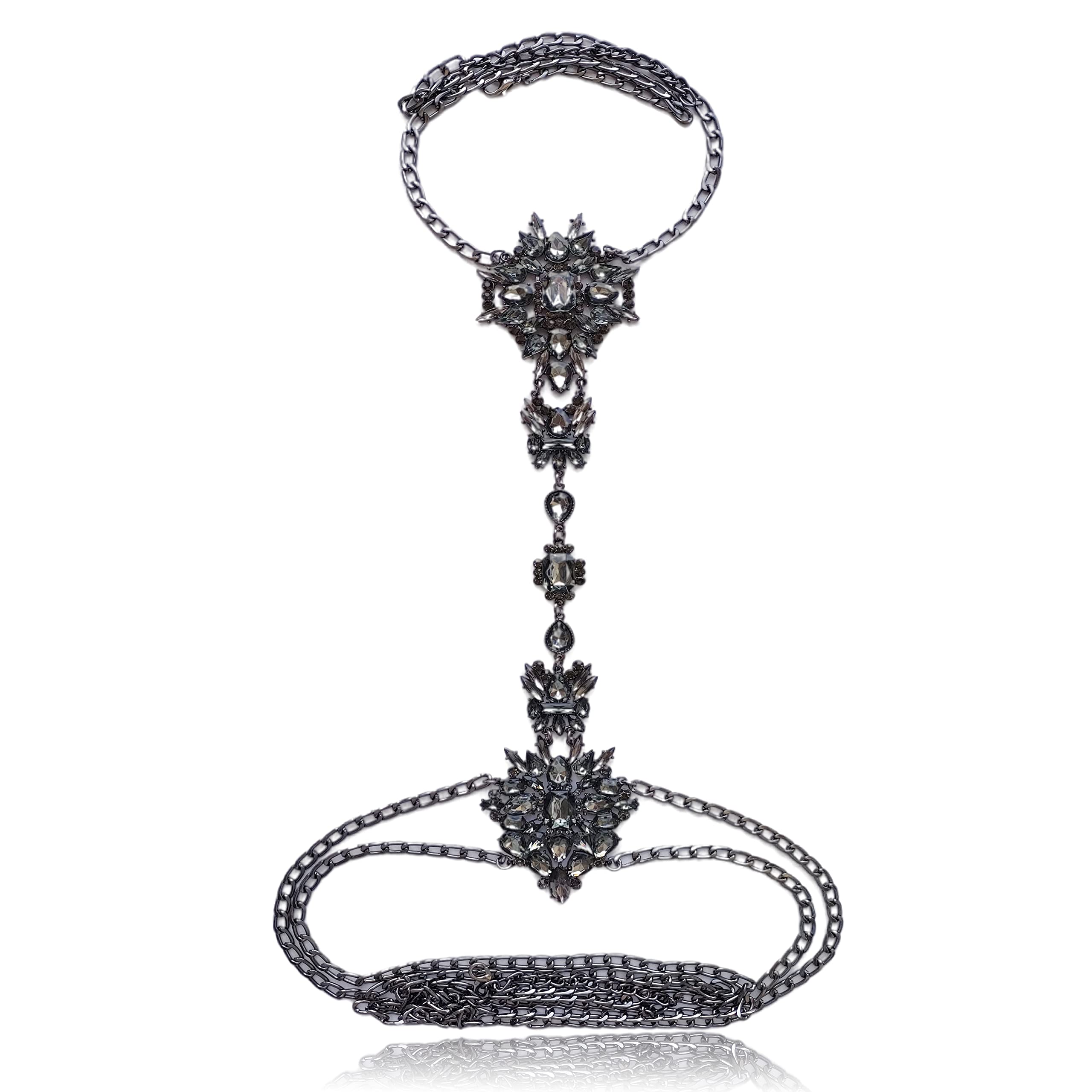 NABROJ Crystal Body Chains for Women - Sexy Rhinestone Bra & Waist Jewelry Set, Gold Chest & Shoulder Necklace, Plus Size Festival & Costume Jewelry - Perfect for Parties, Beach & Bachelorette Events