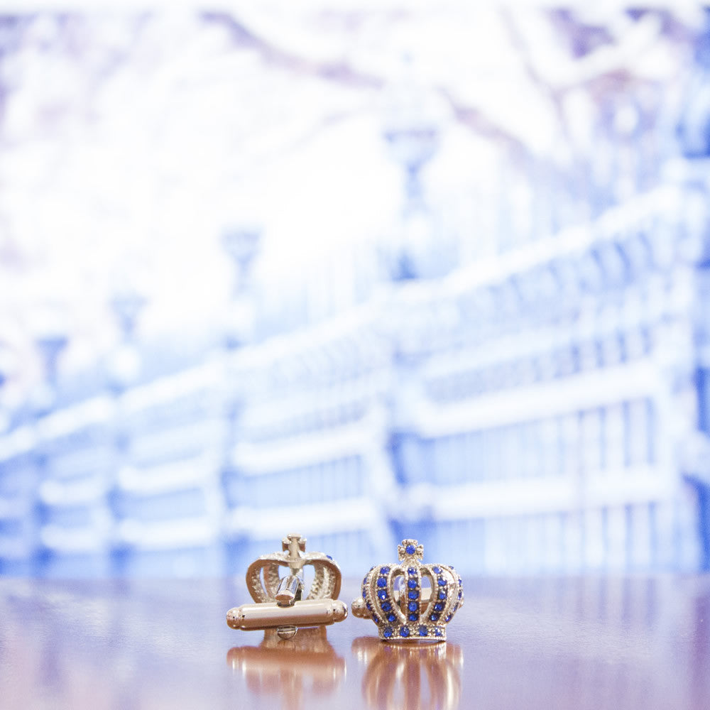 Luxury KingCuffs Diamond Crown Cufflinks for Men - Elegant Royal Jewelry for Weddings, Prom & Formal Events