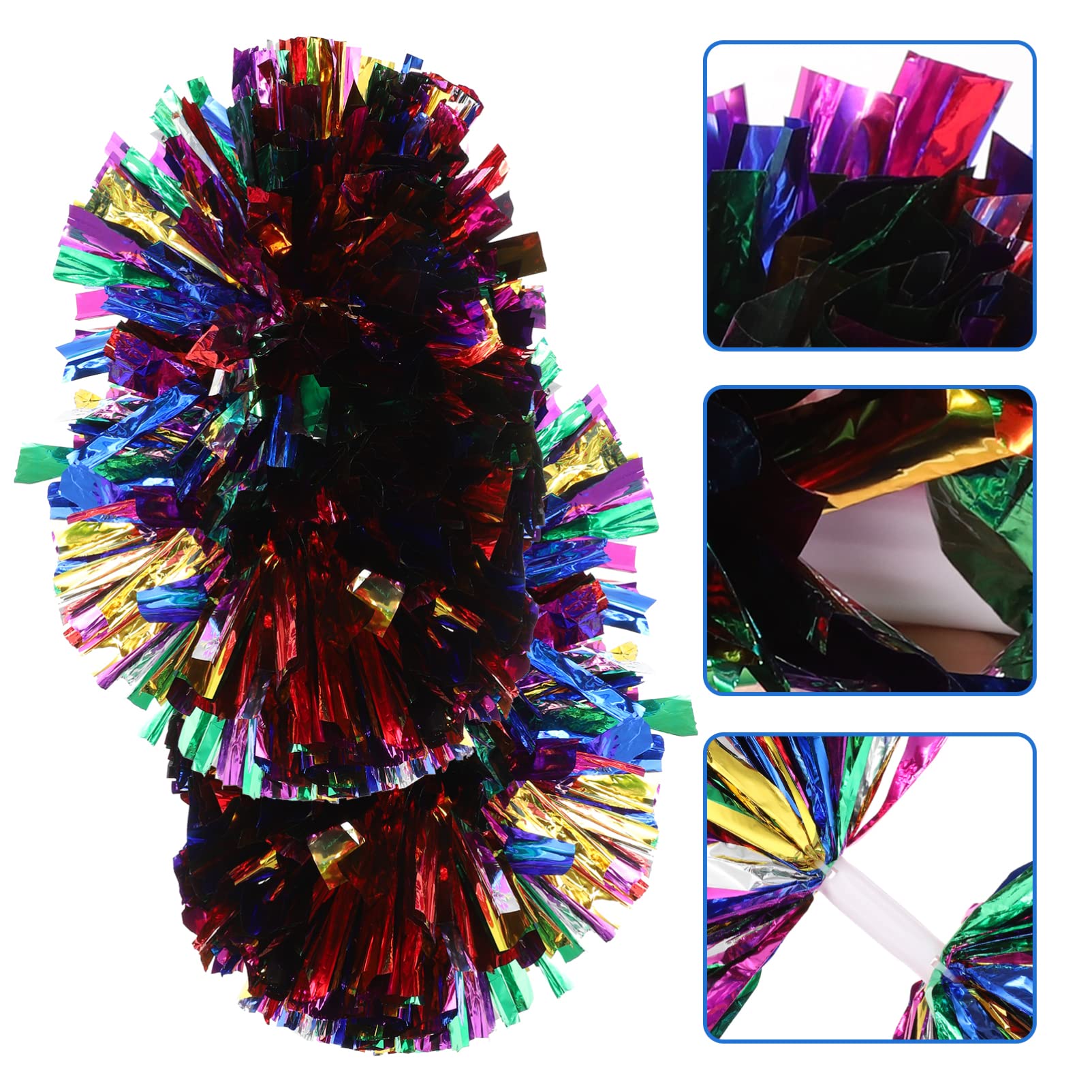 BESPORTBLE 2-Pack Cheerleader Pom Poms with Handles - Fluffy Cheerleading Hand Balls for Sports Games, Cheerleading Practice, Dance Performances & Party Decorations - Vibrant Team Spirit Accessories