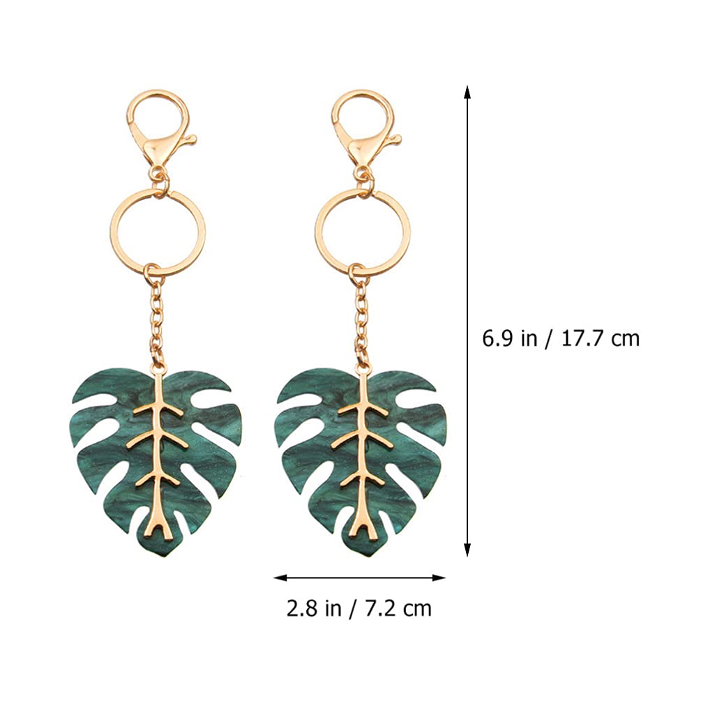 2PCS Leaf Keychain Set - Metal Car Keychains with Lucky Charm, Acrylic Bag Pendant & Decorative Keyring for Women - Perfect for Car Keys, House Keys, Backpacks and Gift Giving