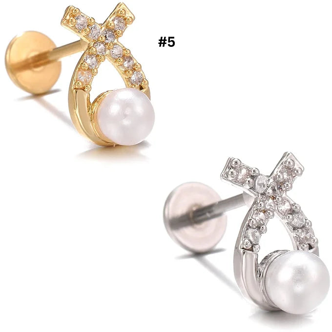20G Cartilage Surgical Steel Earrings - Cross & Heart Stud Earrings for Women | Hypoallergenic Body Jewelry for Pierced Ears | Perfect for Everyday Wear, Parties & Gifts