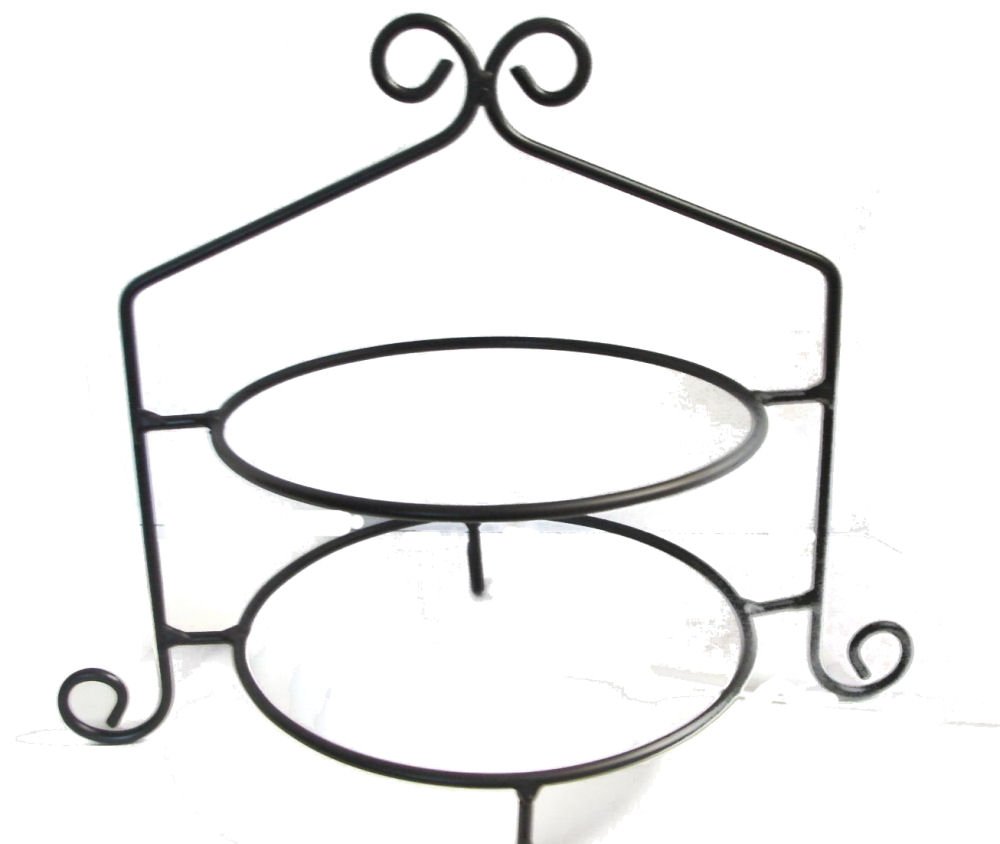 Handmade Wrought Iron Double Tier Pie Stand - Rustic Display Rack for Desserts, Cakes & Pastries - Perfect for Bakeries, Tea Parties & Kitchen Decor