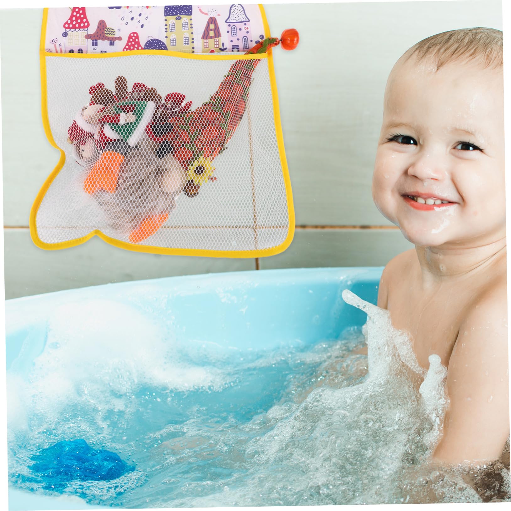 FOYTOKI Multi-Functional Bath Toys Organizer - Wall Mounted Storage Bag & Mesh Net for Boys and Girls - Waterproof Toy Holder for Bathtub - Easy to Clean - Perfect for Bathroom Organization and Kids' Bath Time Fun