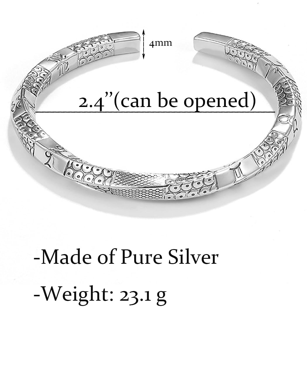 Sterling Silver Men's Bracelet - 925 Solid Silver Minimalist Bangle for Men - Adjustable Open Cuff Bracelet - Perfect Gift for Him for Anniversary, Birthday & Special Occasions