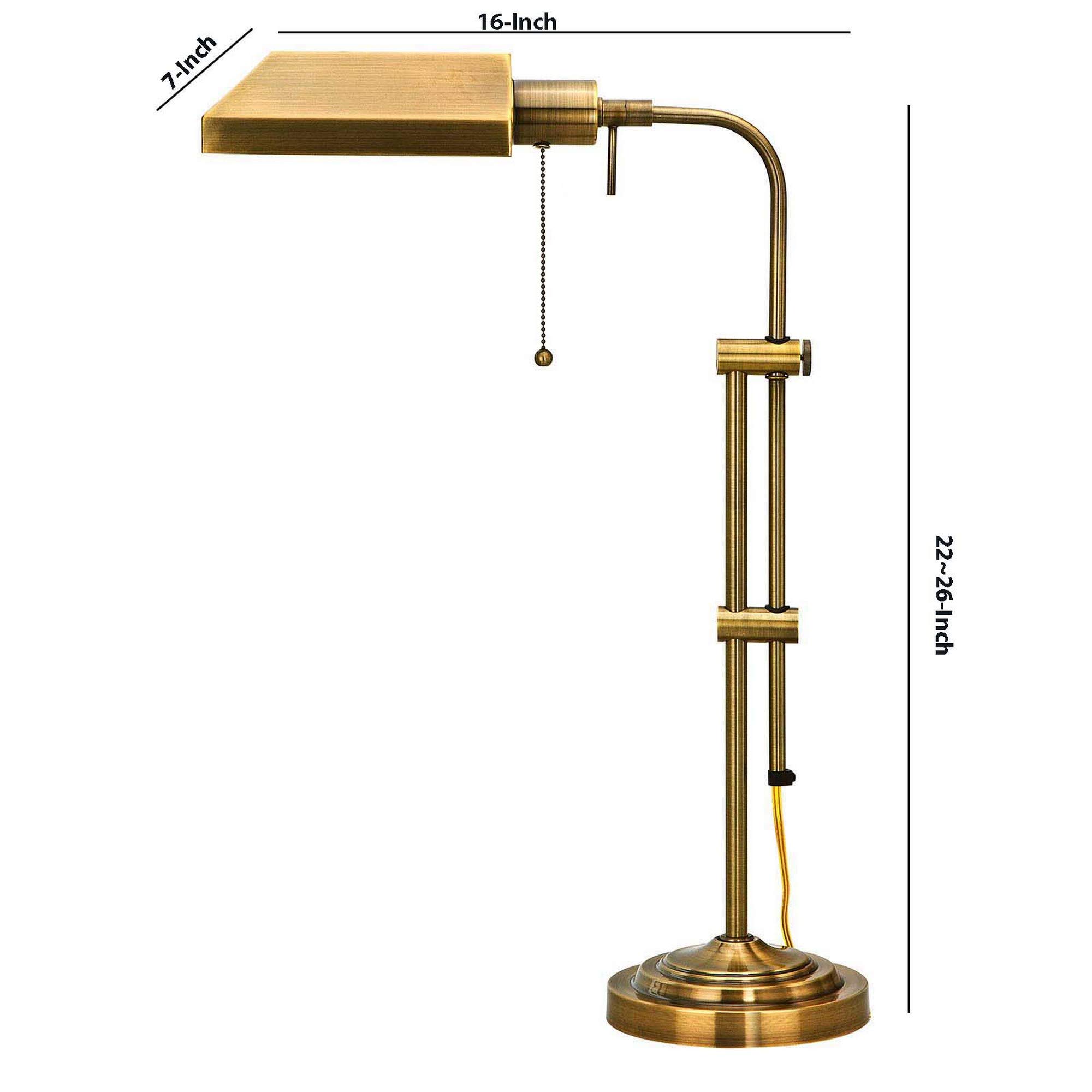 Benjara Adjustable Gold Metal Rectangular Desk Lamp - Modern Office Lighting for Study, Reading & Home Decor