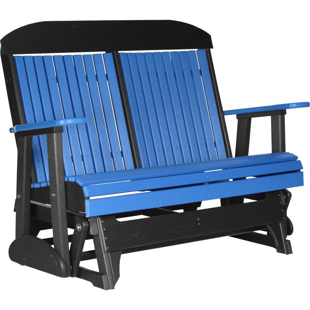 LuxCraft 4 ft. Recycled Plastic Highback Outdoor Glider Bench - Patio, Garden, Porch Swing Seat for Relaxing & Lounging