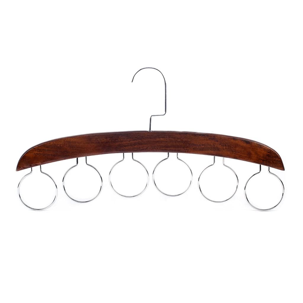 Solid Wood Scarf & Tie Hanger Organizer - 6 Hooks Multifunctional Closet Storage for Scarves, Ties, Belts - Antique Color - Perfect for Bedroom, Closet & Travel Accessory Organization